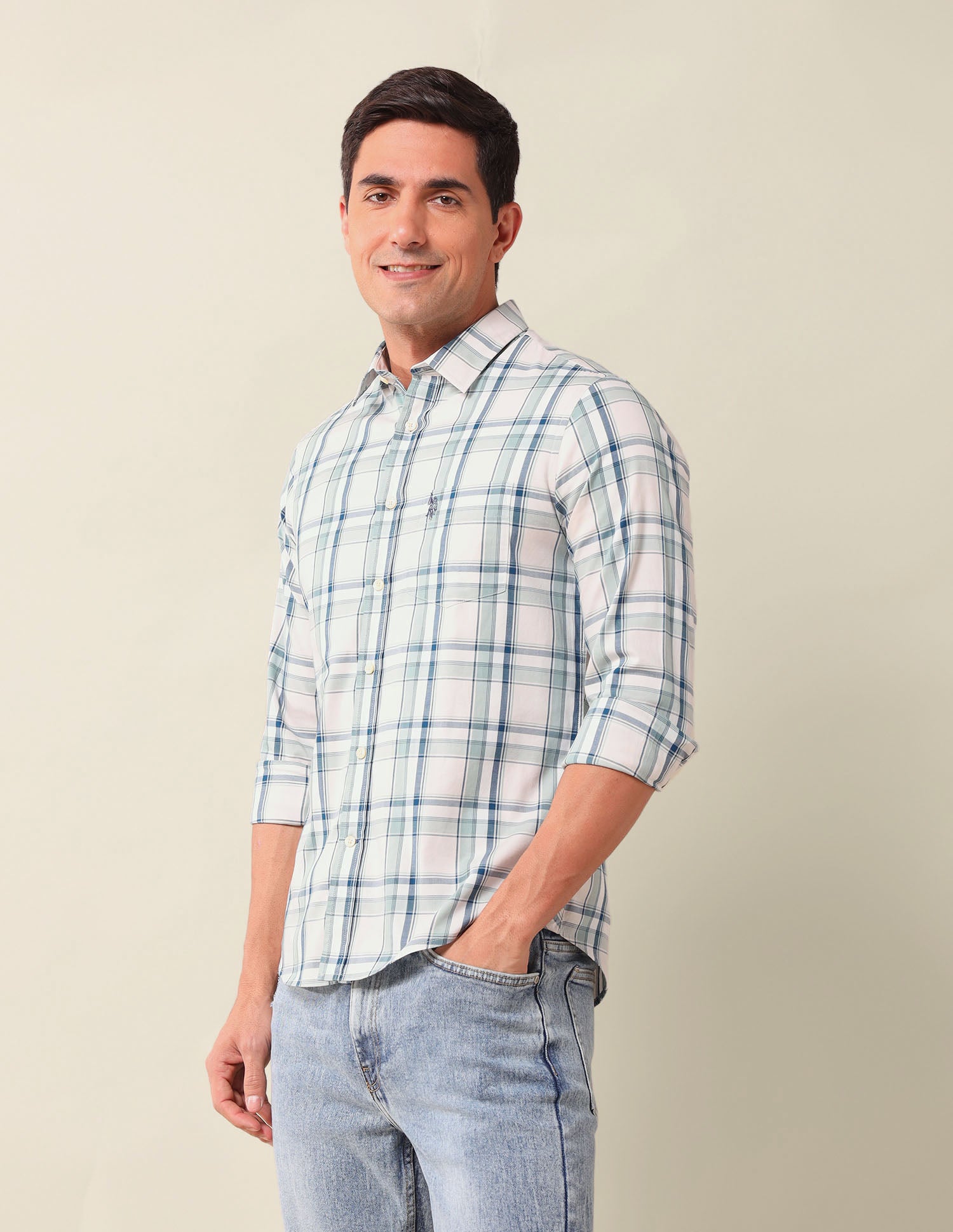 Plaid Checked Tailored Fit Shirt Green - U.S. POLO ASSN. | Large