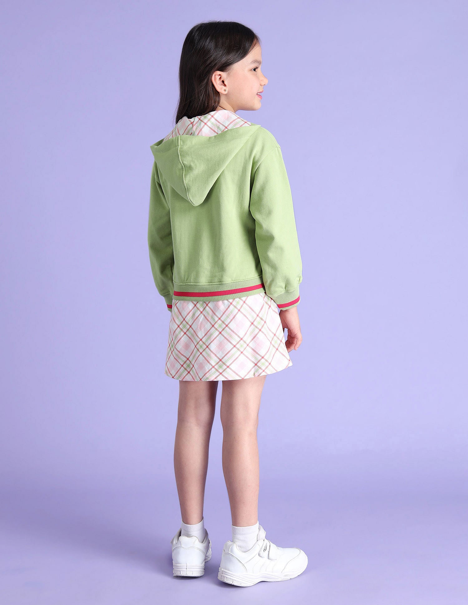 Girls Hooded Checked Dress Sage Green - U.S. POLO ASSN. | Large