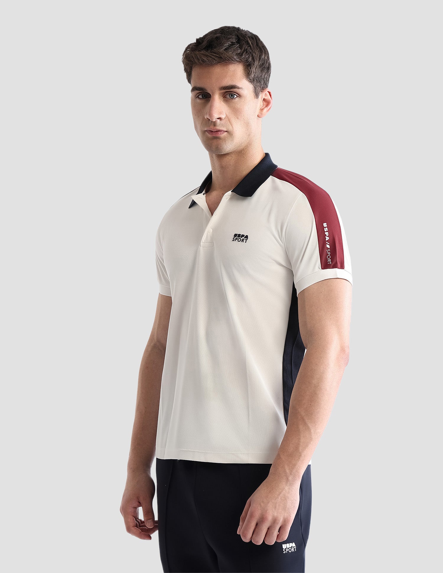 Solid Regular Fit Active Polo Shirt Off White - U.S. POLO ASSN. | Large