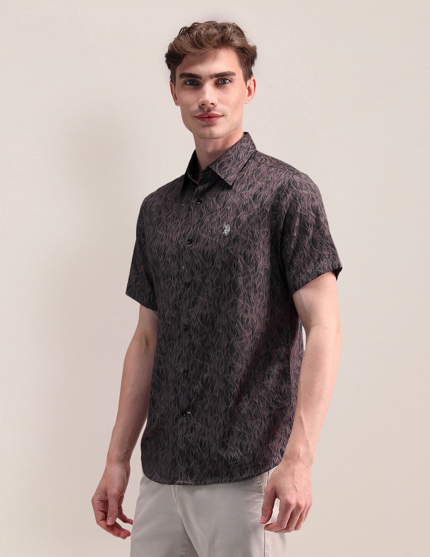 Satin Digital Print Shirt Dark Purple - U.S. Polo Assn. India | Large
