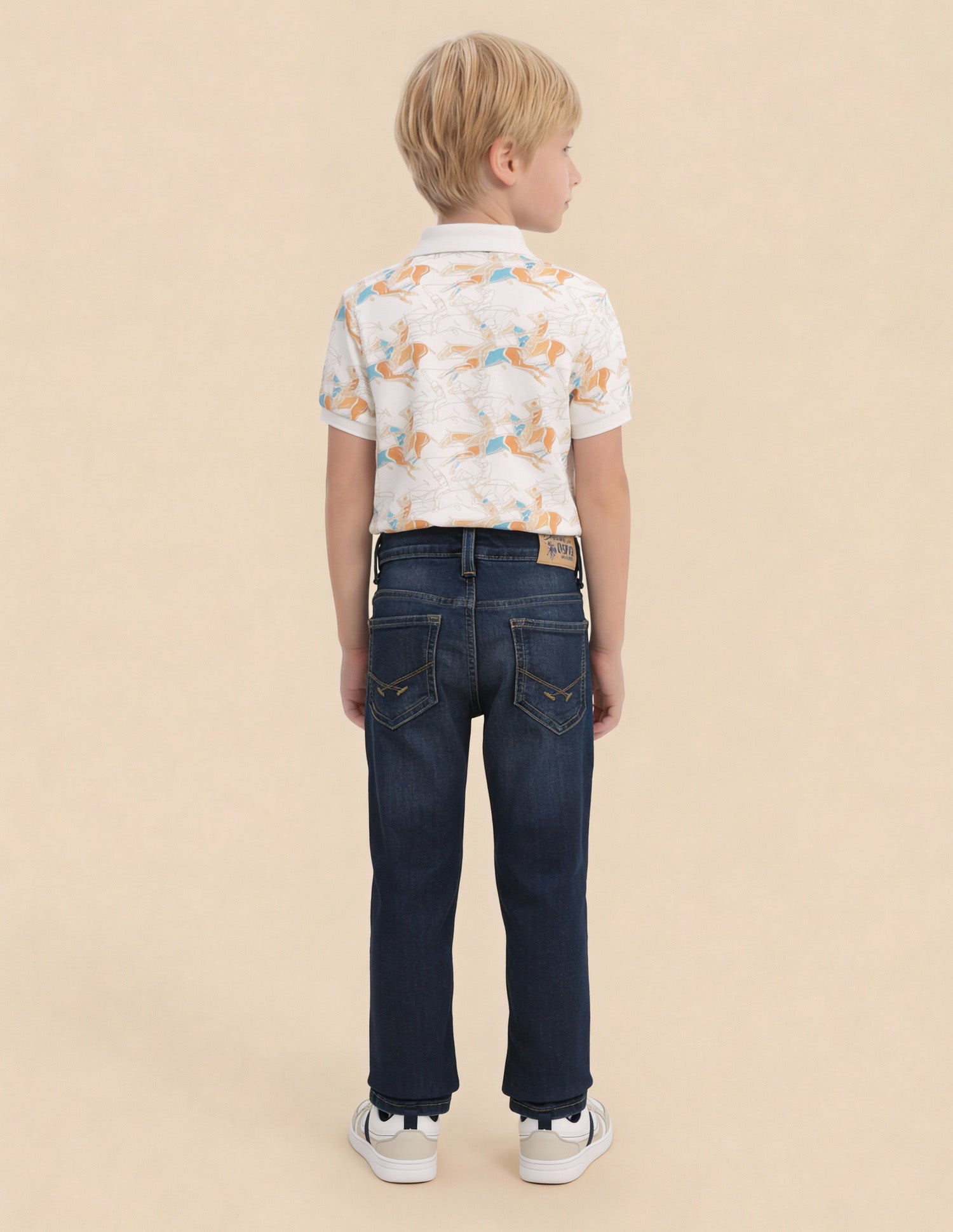 Boys Slim Fit Whiskered Jeans Dark Blue - U.S. Polo Assn. India | Large