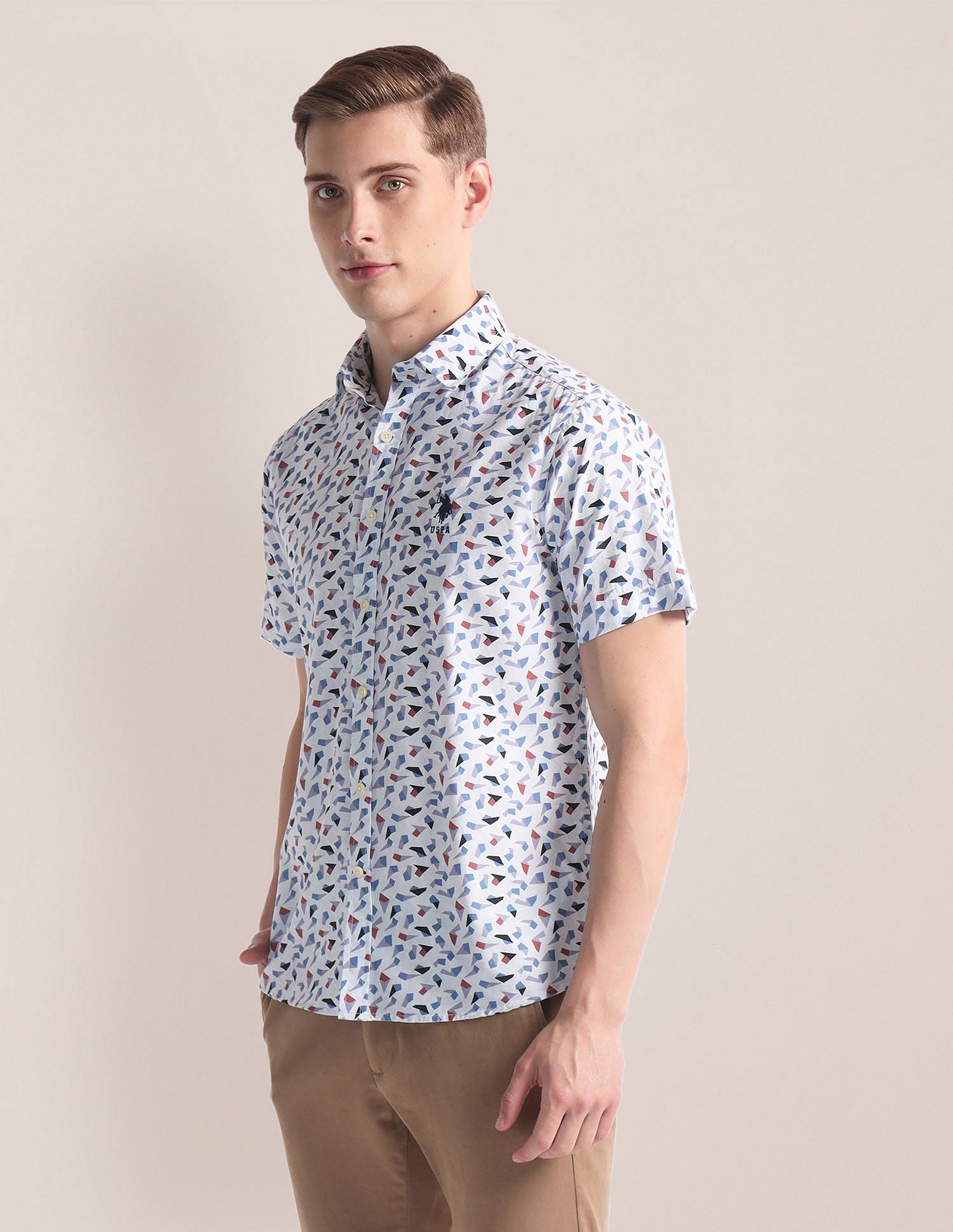 Abstract Print Twill Shirt Blue - U.S. POLO ASSN. | Large