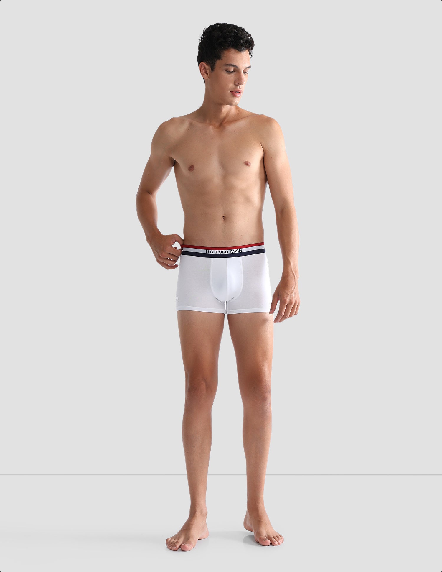 Solid Antibacterial ET002 Trunks - Pack Of 2 White and Navy - U.S. POLO ASSN. | Large