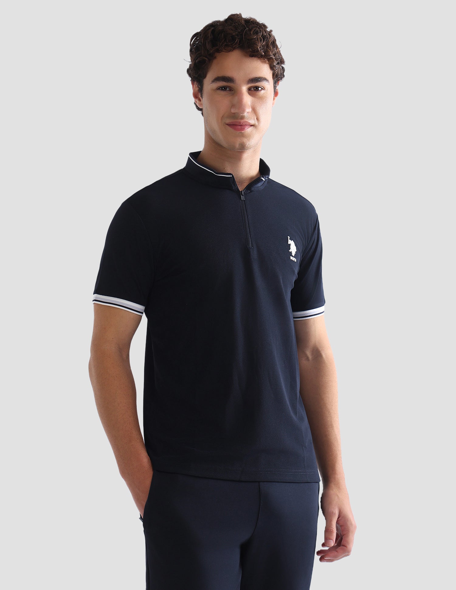 Solid Slim Fit Active Polo Shirt Navy - U.S. Polo Assn. India | Large