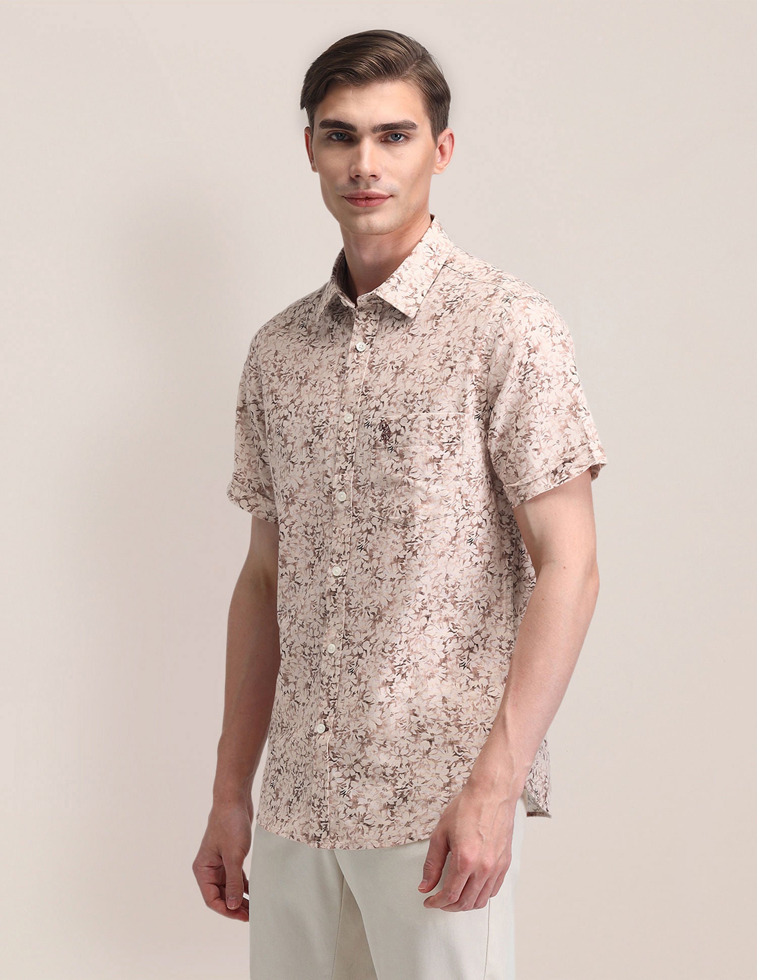 Tailored Fit Printed Shirt Pink - U.S. Polo Assn. India | Large
