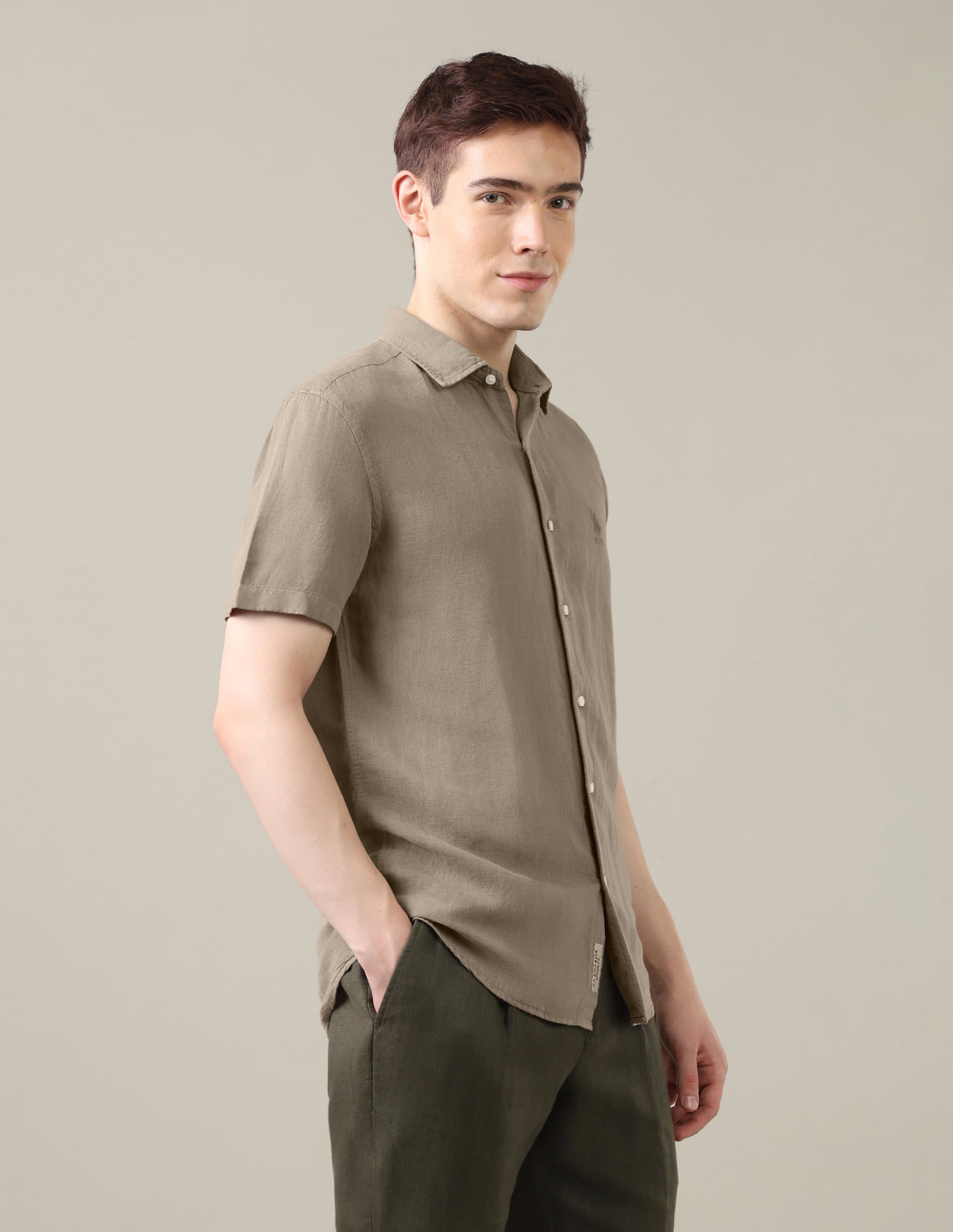 Solid Regular Fit Shirt Brown - U.S. Polo Assn. India | Large
