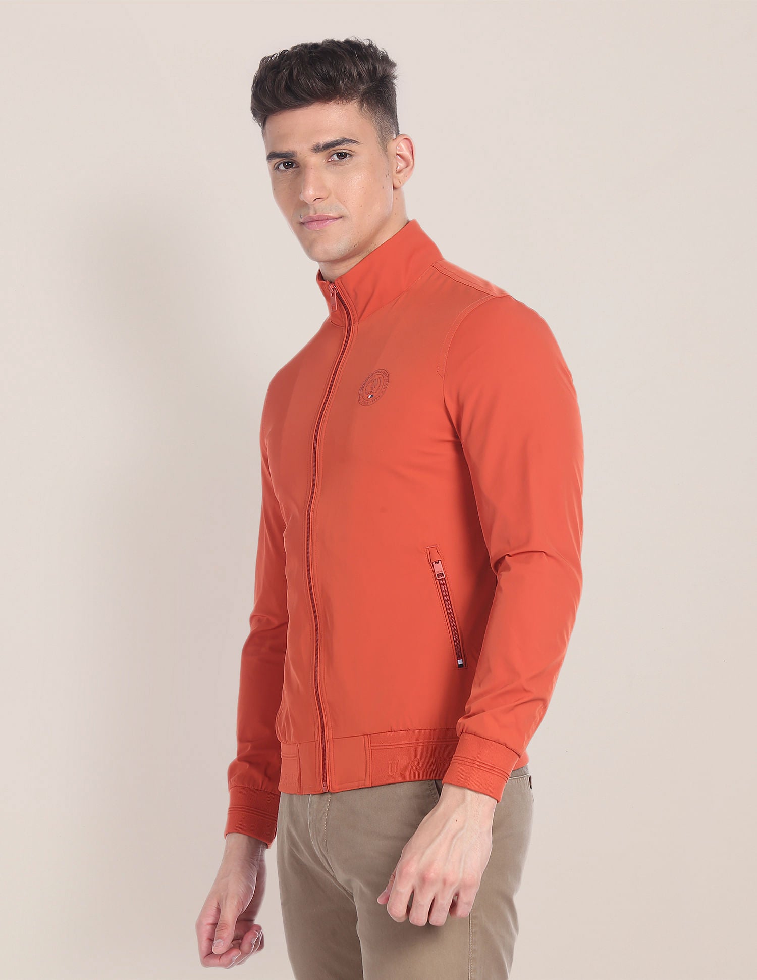 High Neck Solid Jacket Orange - U.S. POLO ASSN. | Large