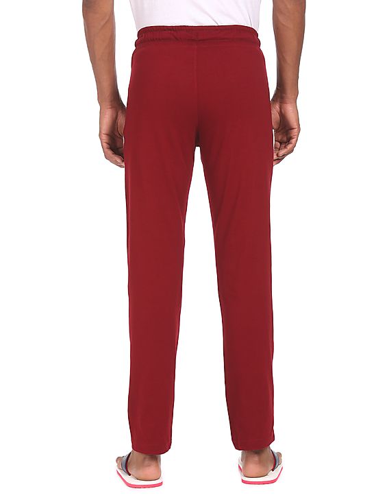 Men Maroon I671 Comfort Fit Solid Cotton Polyester Lounge Pants - Pack Of 1 Maroon - U.S. POLO ASSN. | Large