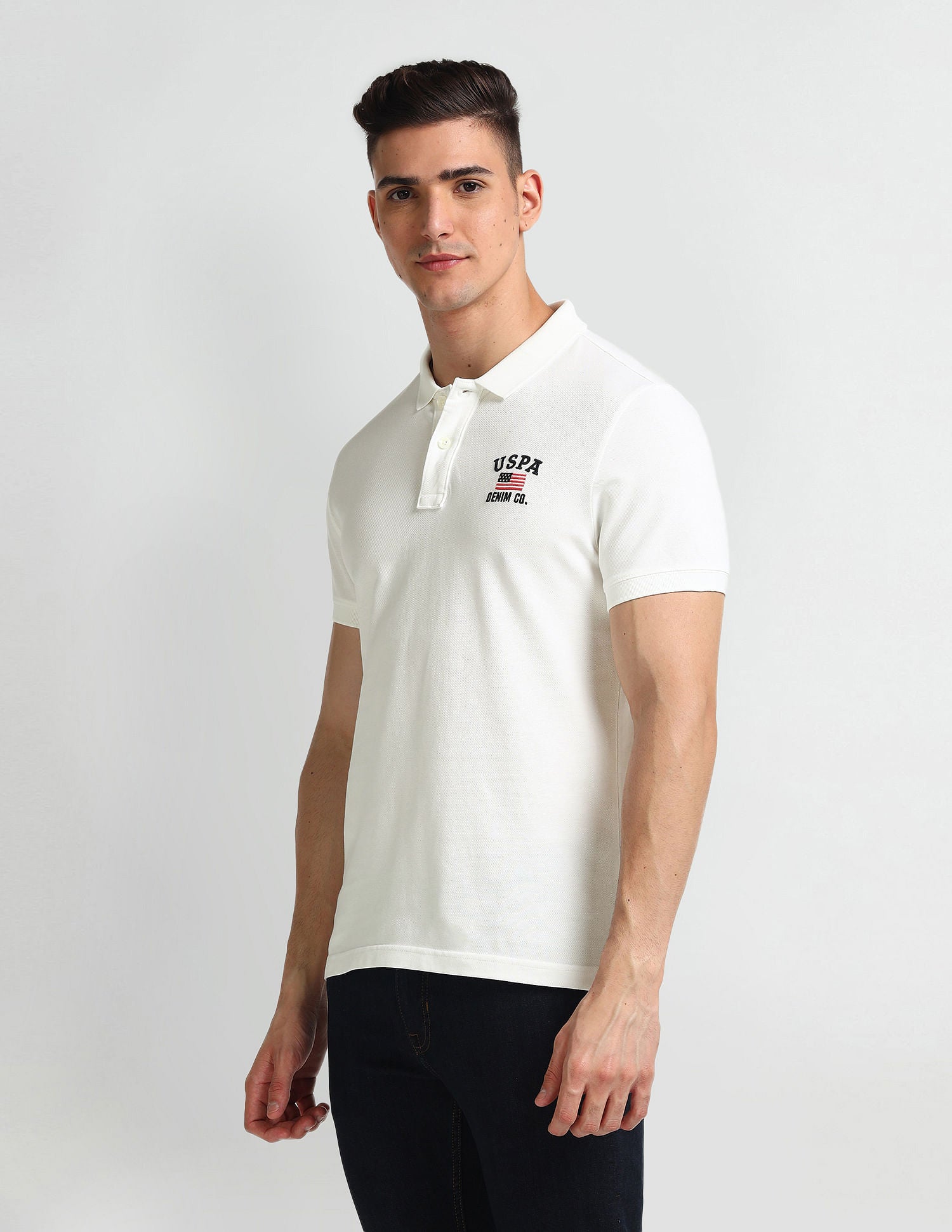 Solid Muscle Fit Polo Shirt Ivory - U.S. Polo Assn. India | Large