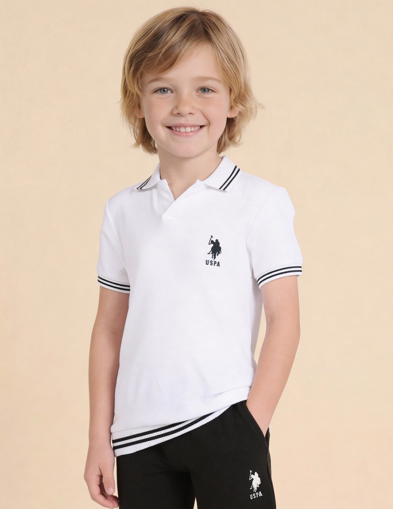 Brand Printed With Numeric Regular Fit Polo Shirt White - U.S. Polo Assn. India | Large