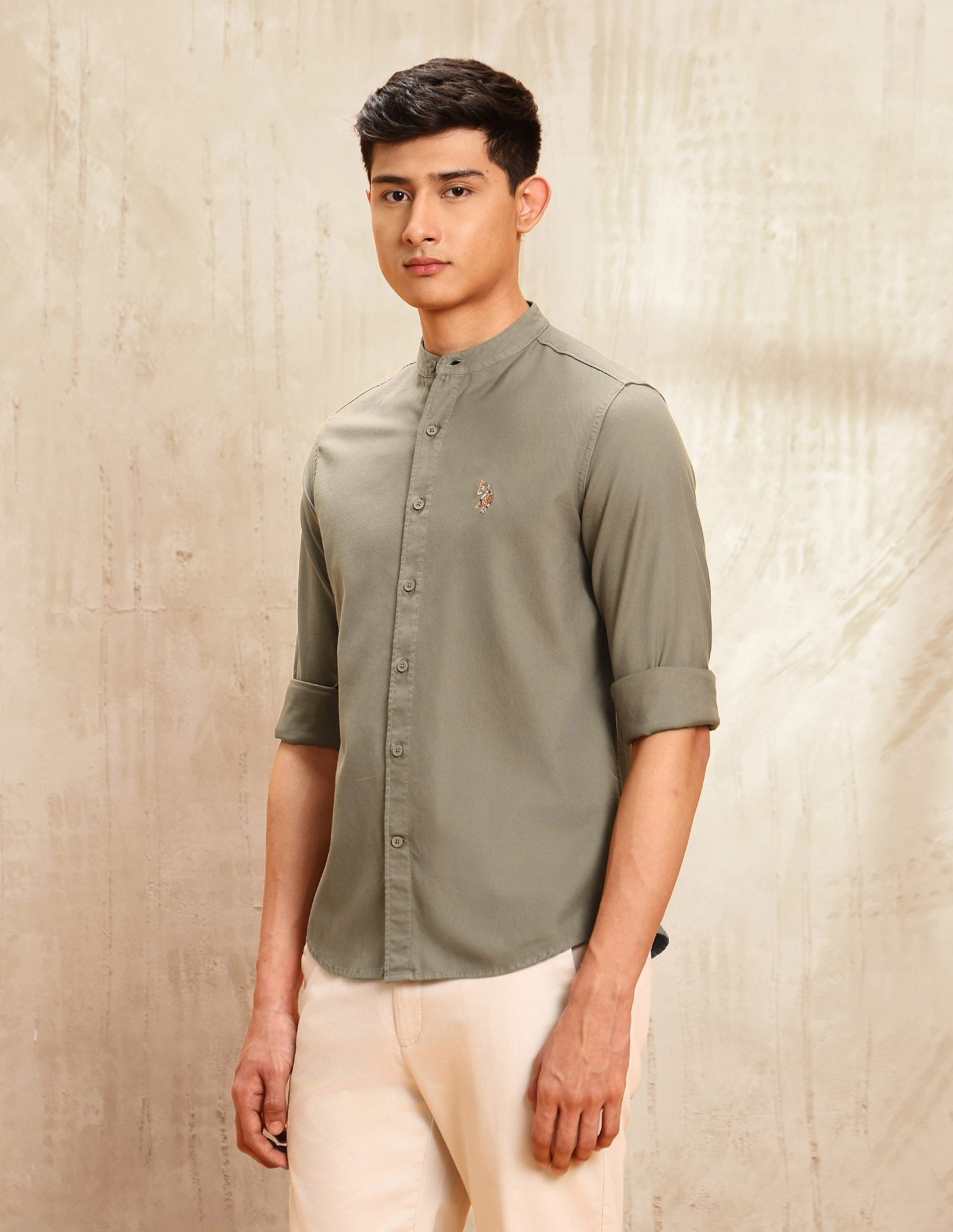 Twill Regular Fit Shirt Khaki - U.S. POLO ASSN. | Large