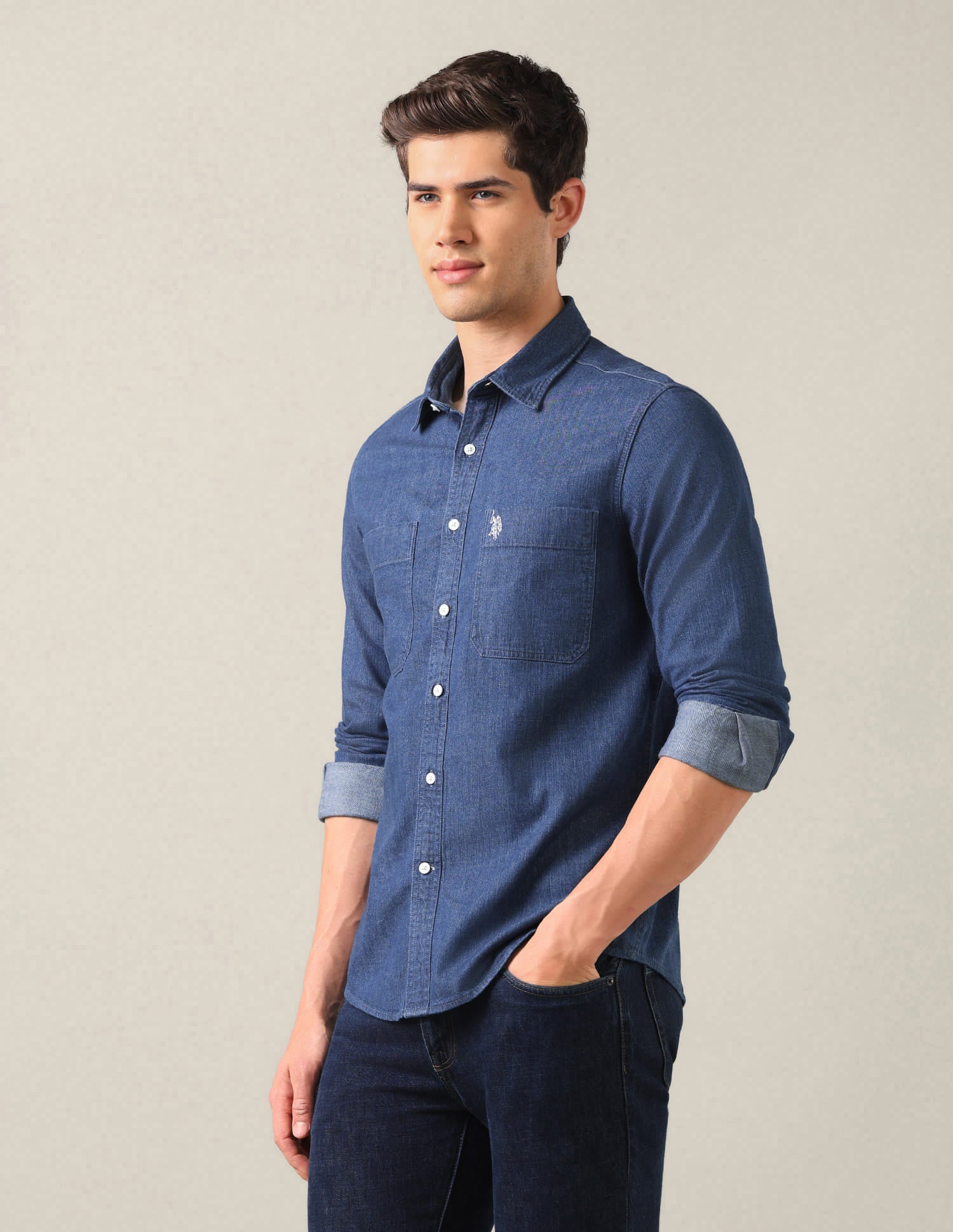 Solid Twill Shirt Blue - U.S. Polo Assn. India | Large