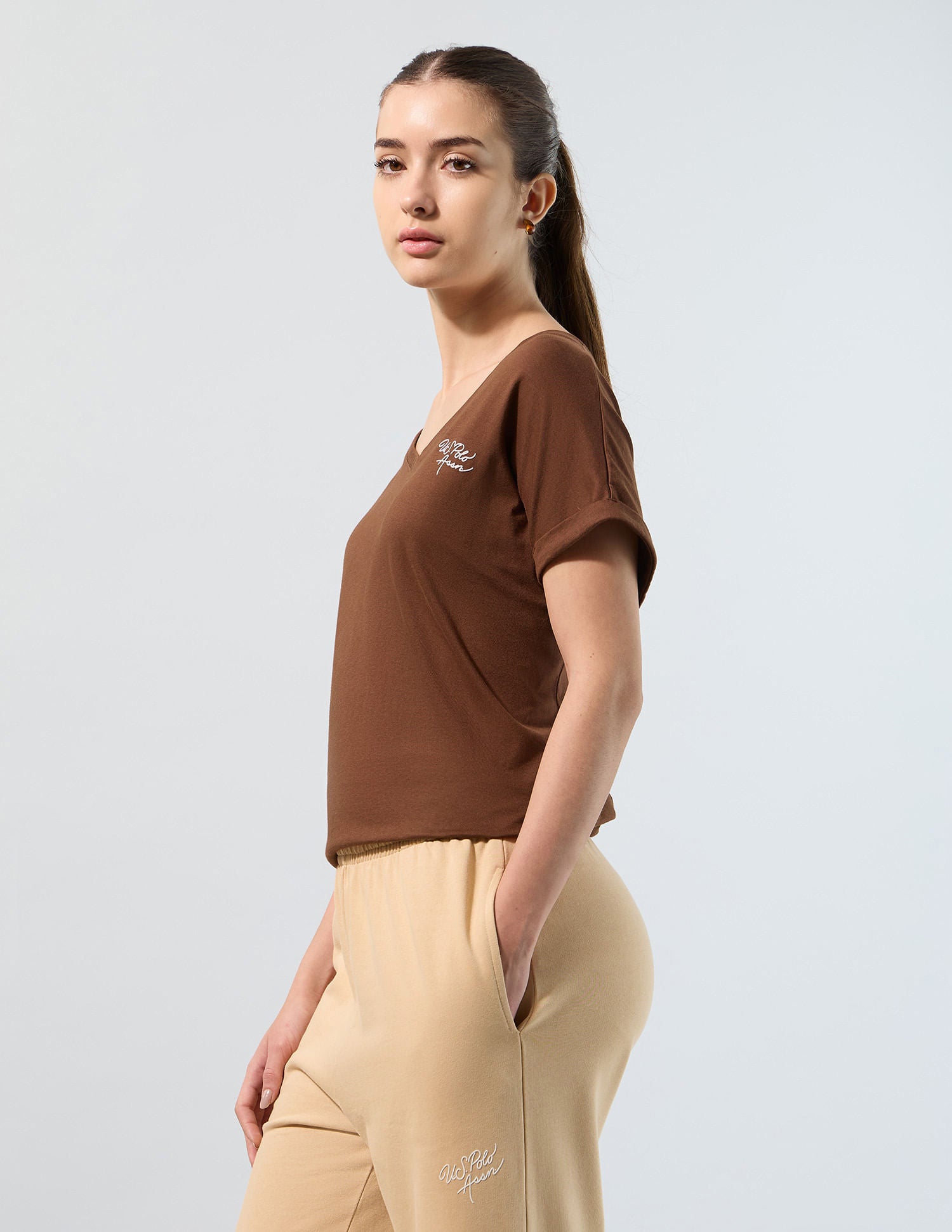 Solid Regular Fit T-Shirt Brown - U.S. POLO ASSN. | Large