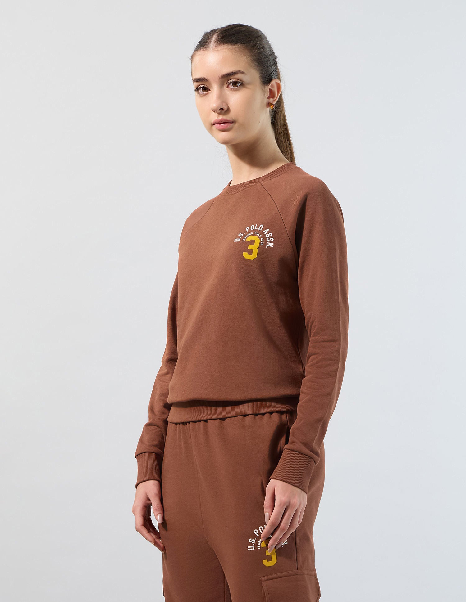 Raglan Fit Solid Sweatshirt Brown - U.S. POLO ASSN. | Large