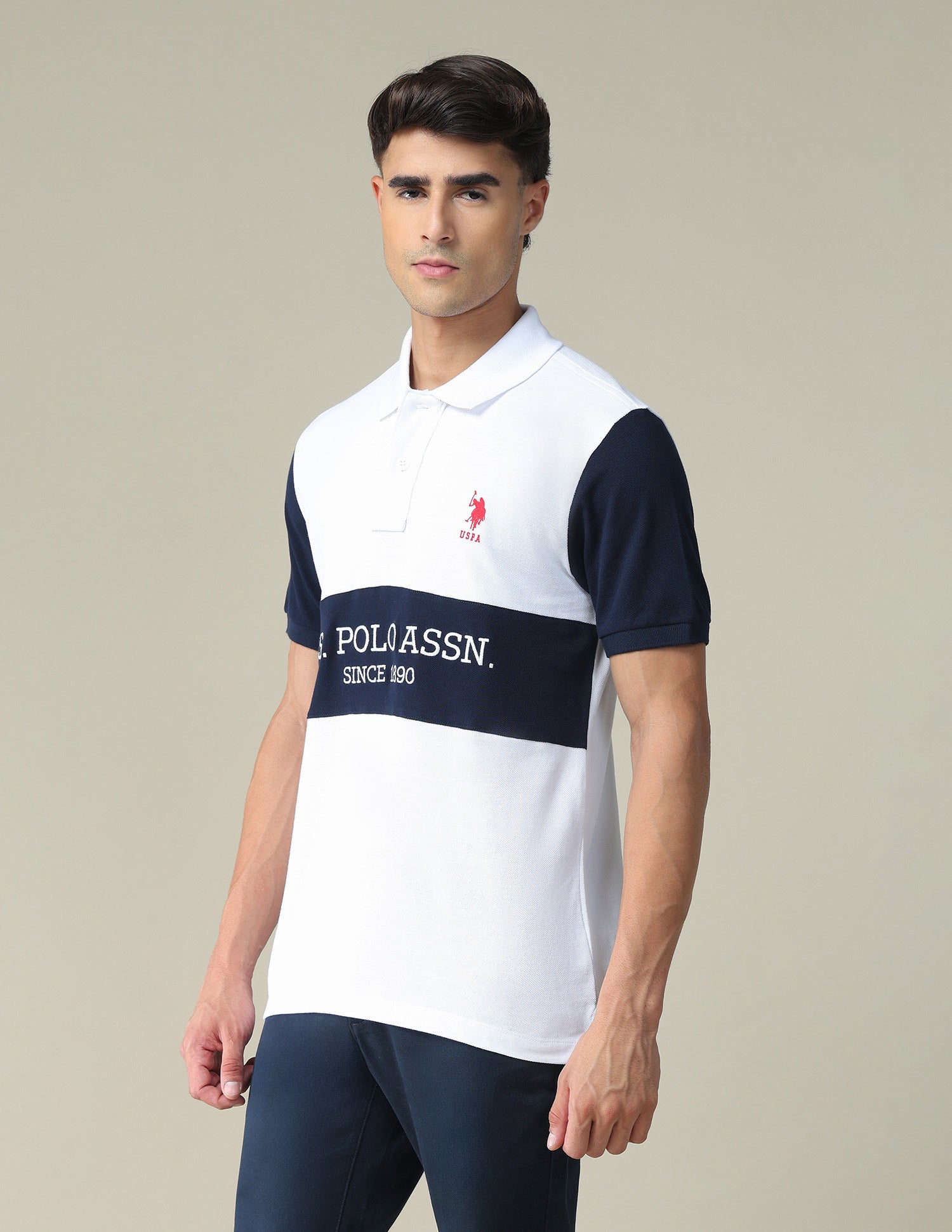 Embroidered Rugby Polo Shirt White - U.S. POLO ASSN. | Large