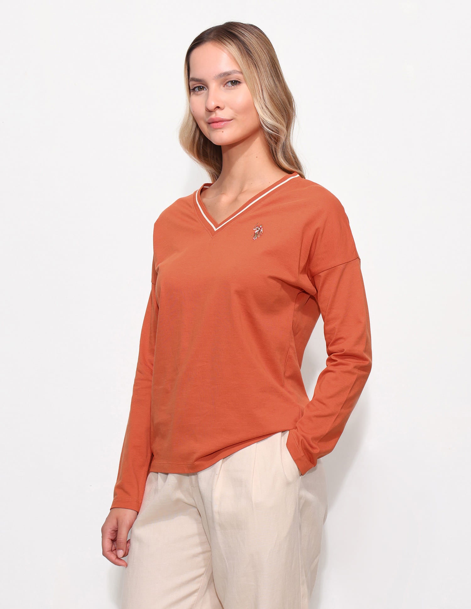 Relaxed Fit Drop Shoulder T-Shirt Orange - U.S. Polo Assn. India | Large