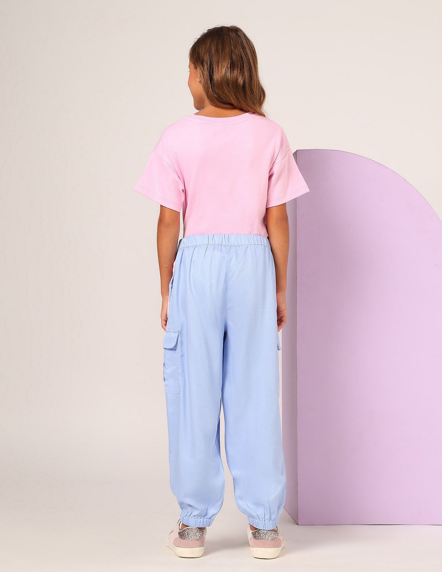 Girls Wide Leg Fit Cargo Trousers Light Blue - U.S. POLO ASSN. | Large