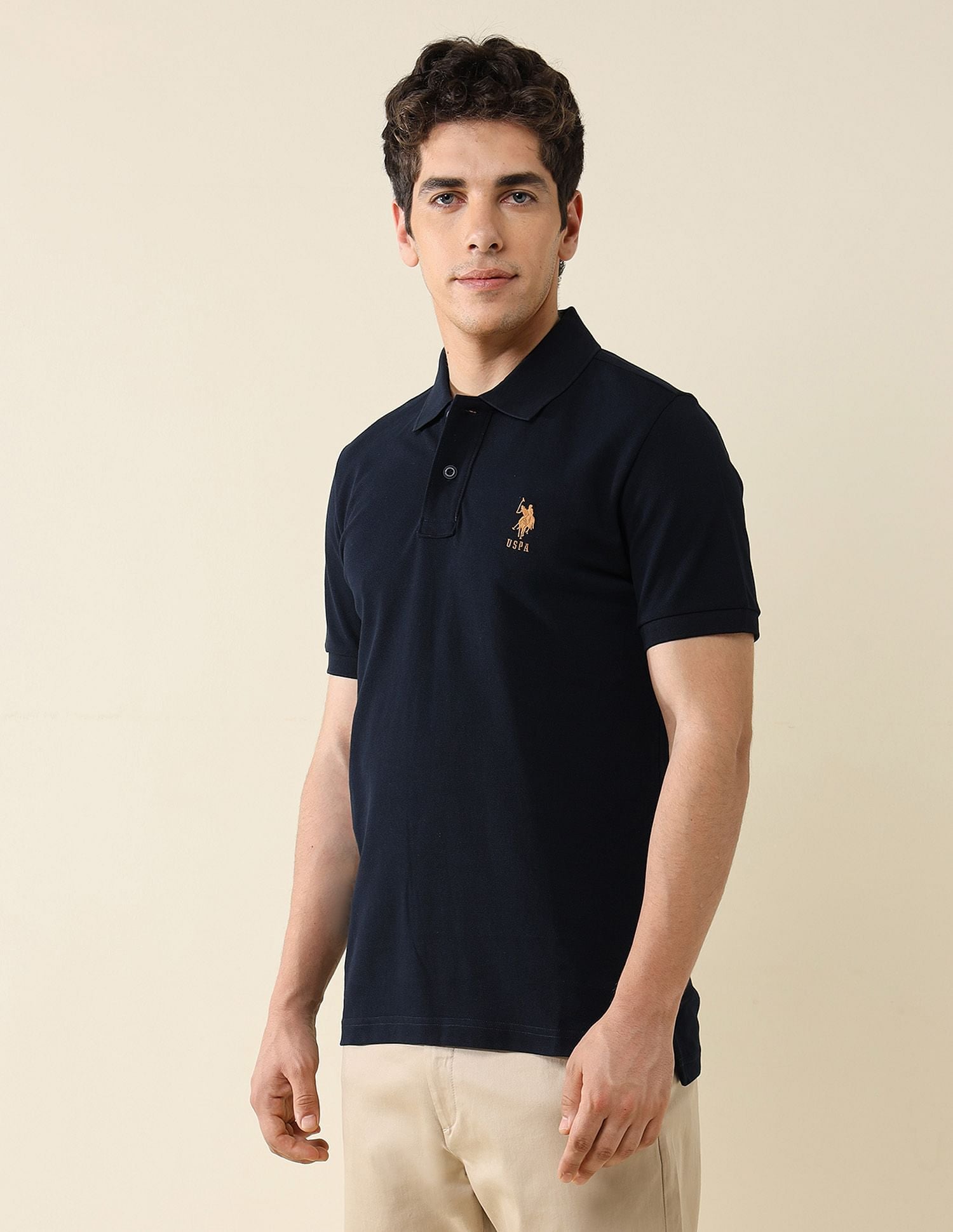 Pure Cotton Slim Fit Polo Shirt Navy - U.S. Polo Assn. India | Large
