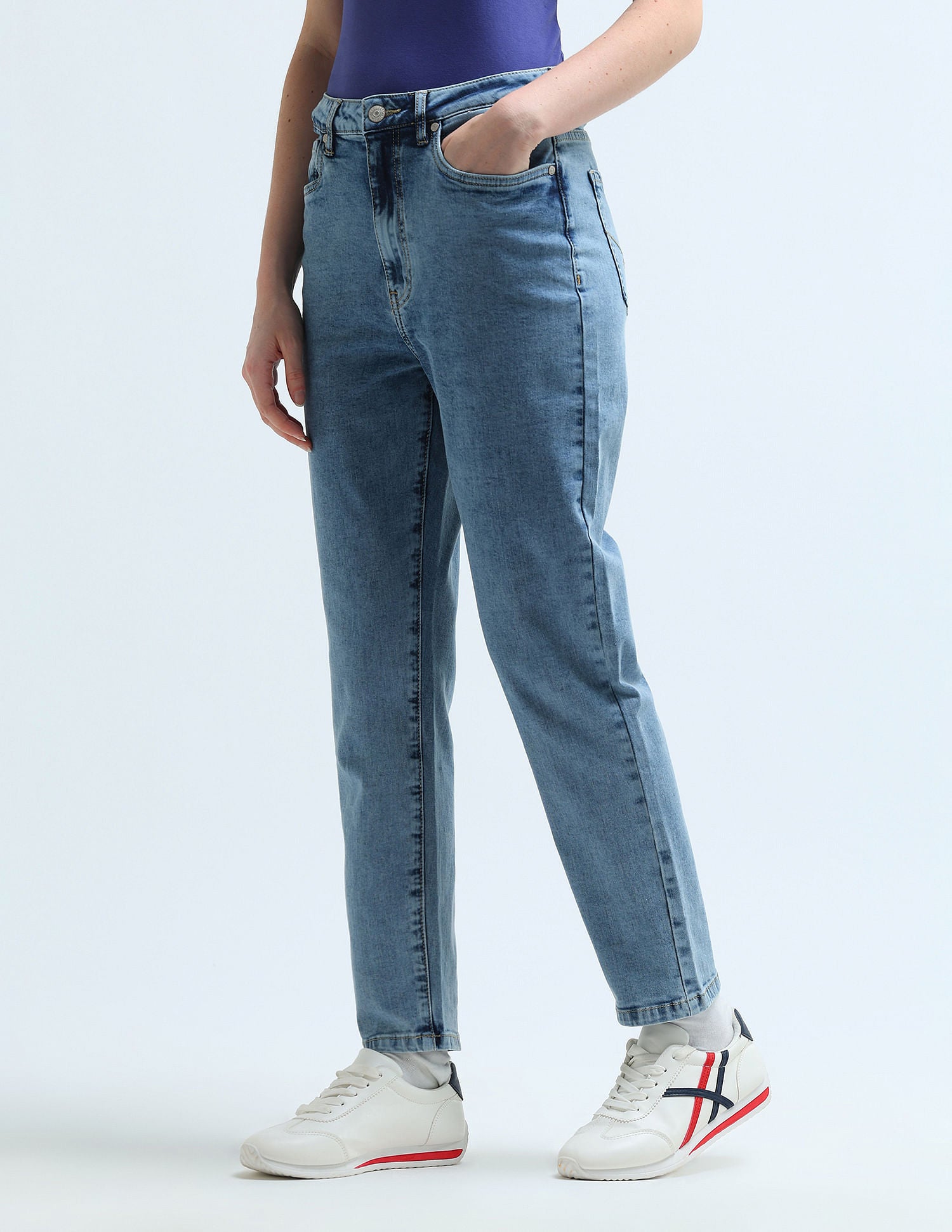 High Rise Mom Fit Jeans Light Blue - U.S. Polo Assn. India | Large