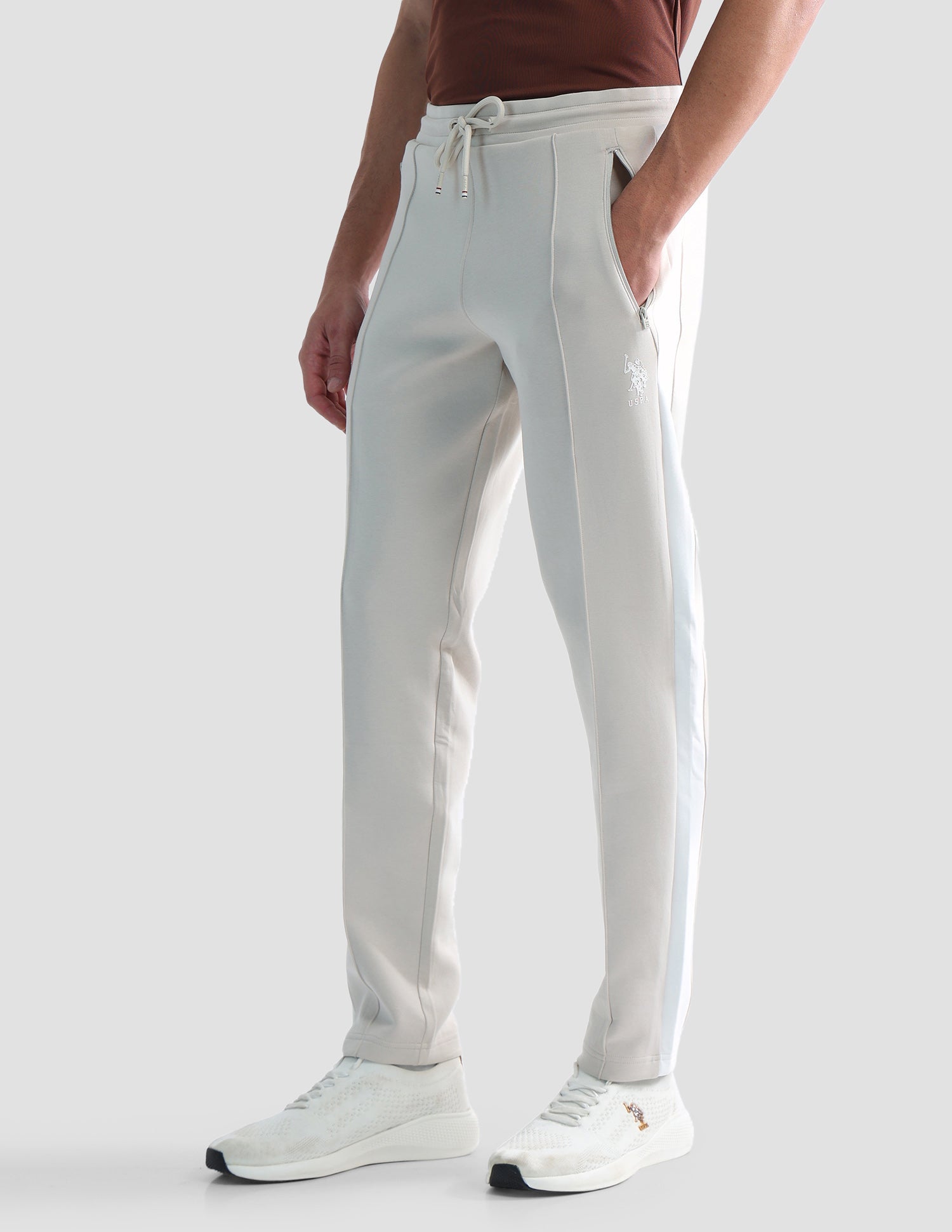 Mid Rise Regular Fit Active Track Pants Beige - U.S. POLO ASSN. | Large