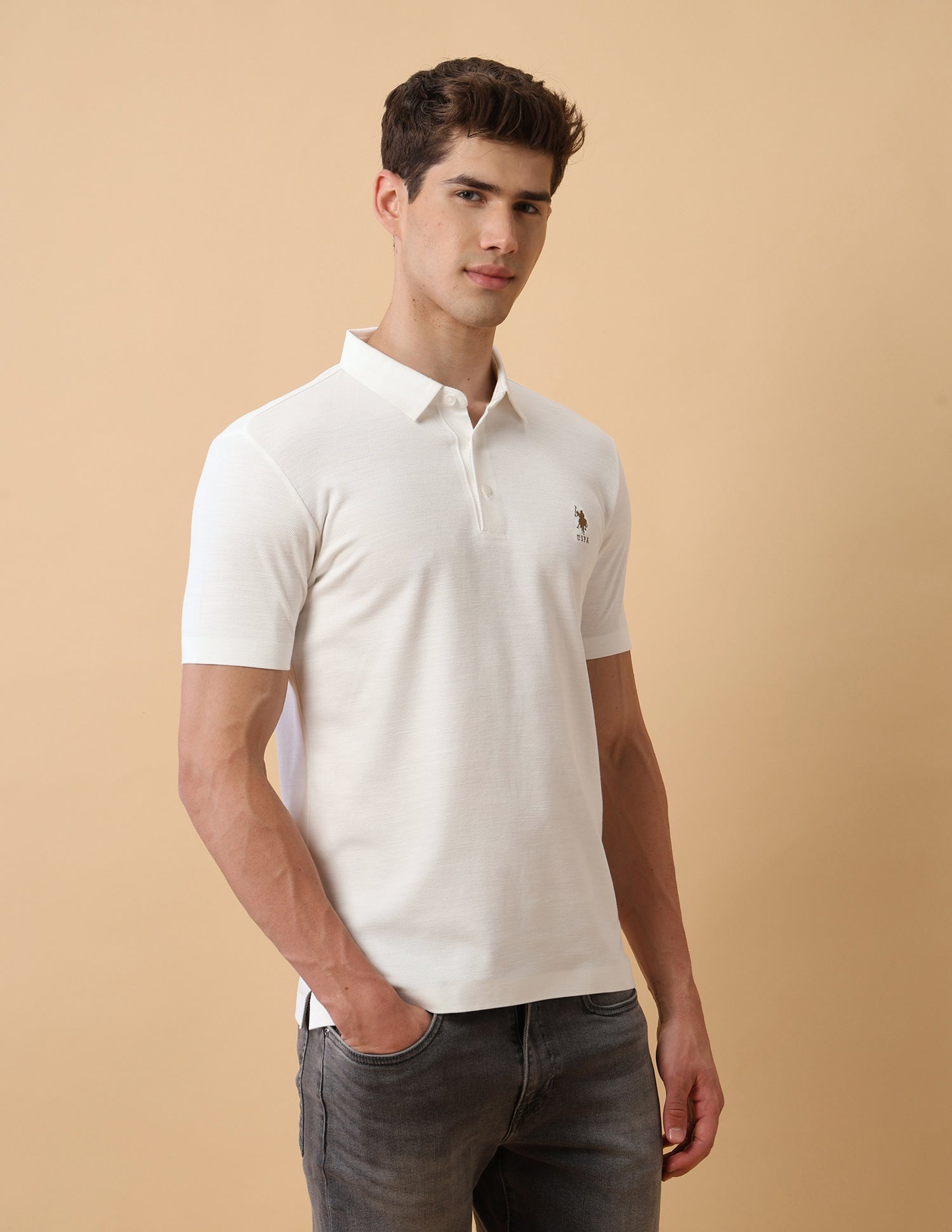 Pacho X Slim Fit Polo Shirt Off White - U.S. Polo Assn. India | Large