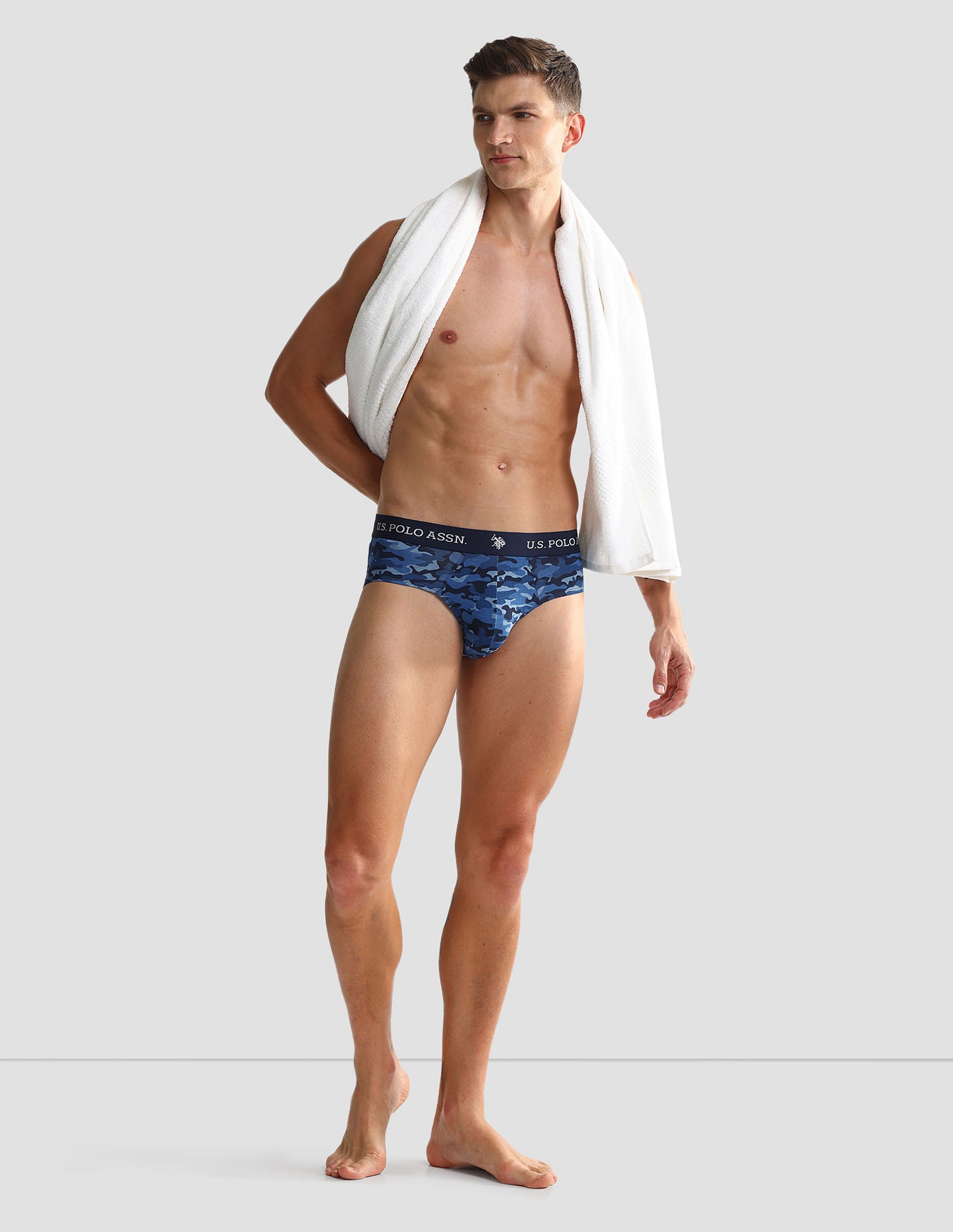 Elasticized Waist OEB09 Briefs - Pack Of 2 Camo Navy and Navy - U.S. POLO ASSN. | Large