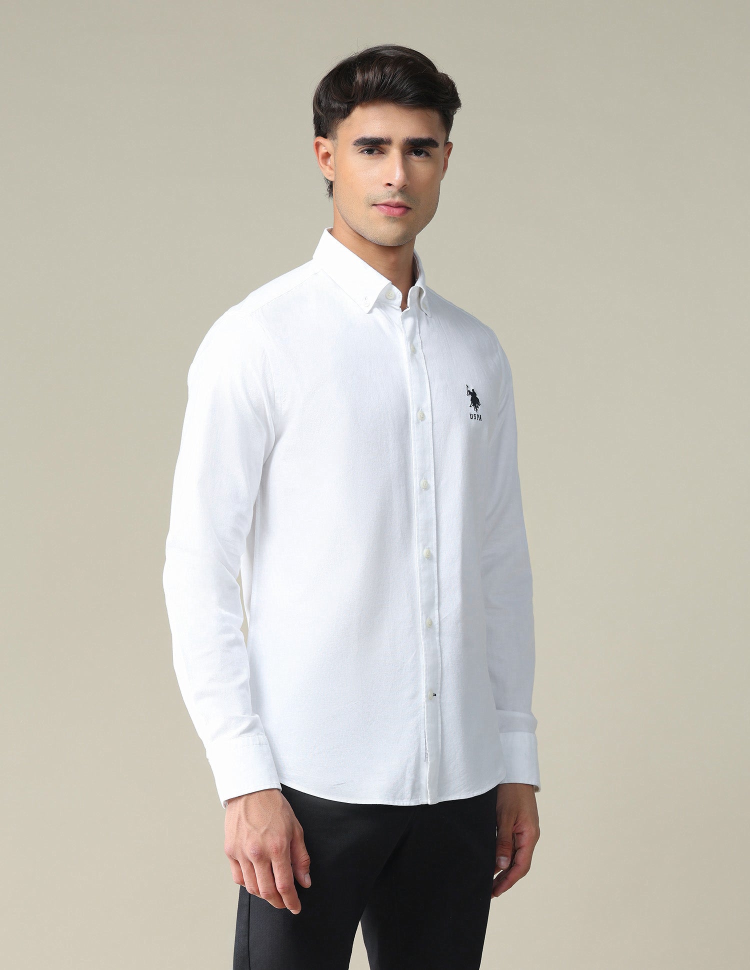 Solid Slim Fit Formal Shirt White - U.S. POLO ASSN. | Large