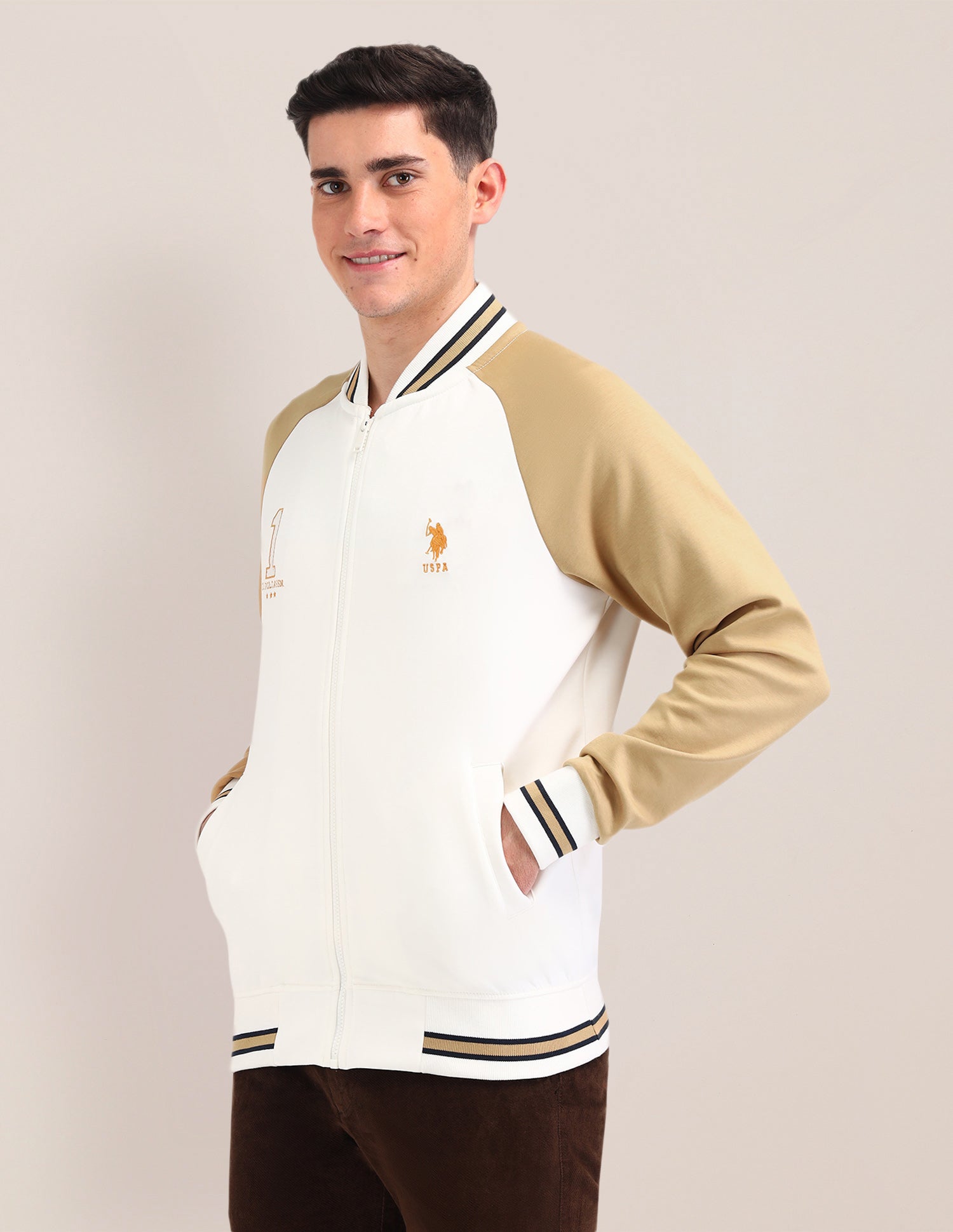 Colour Blocked Regular Fit Sweatshirt White - U.S. POLO ASSN. | Large