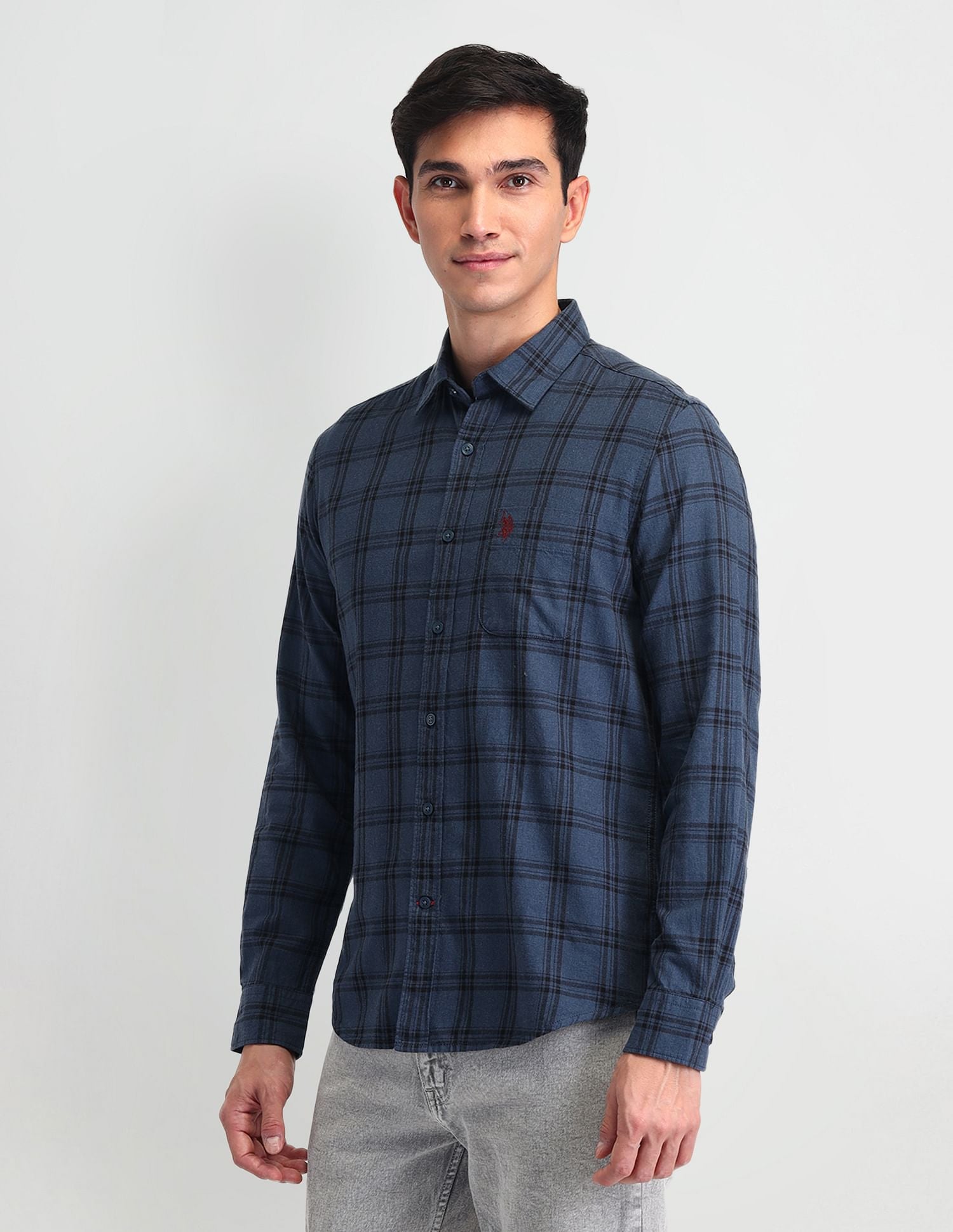 Tartan Check Regular Fit Shirt Blue - U.S. Polo Assn. India | Large