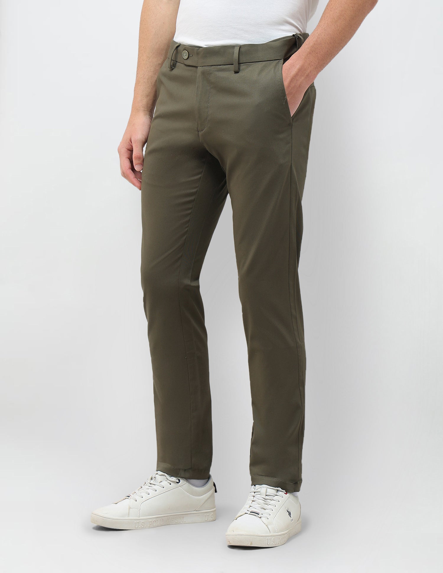 Twill Denver Slim Fit Trousers Olive - U.S. Polo Assn. India | Large