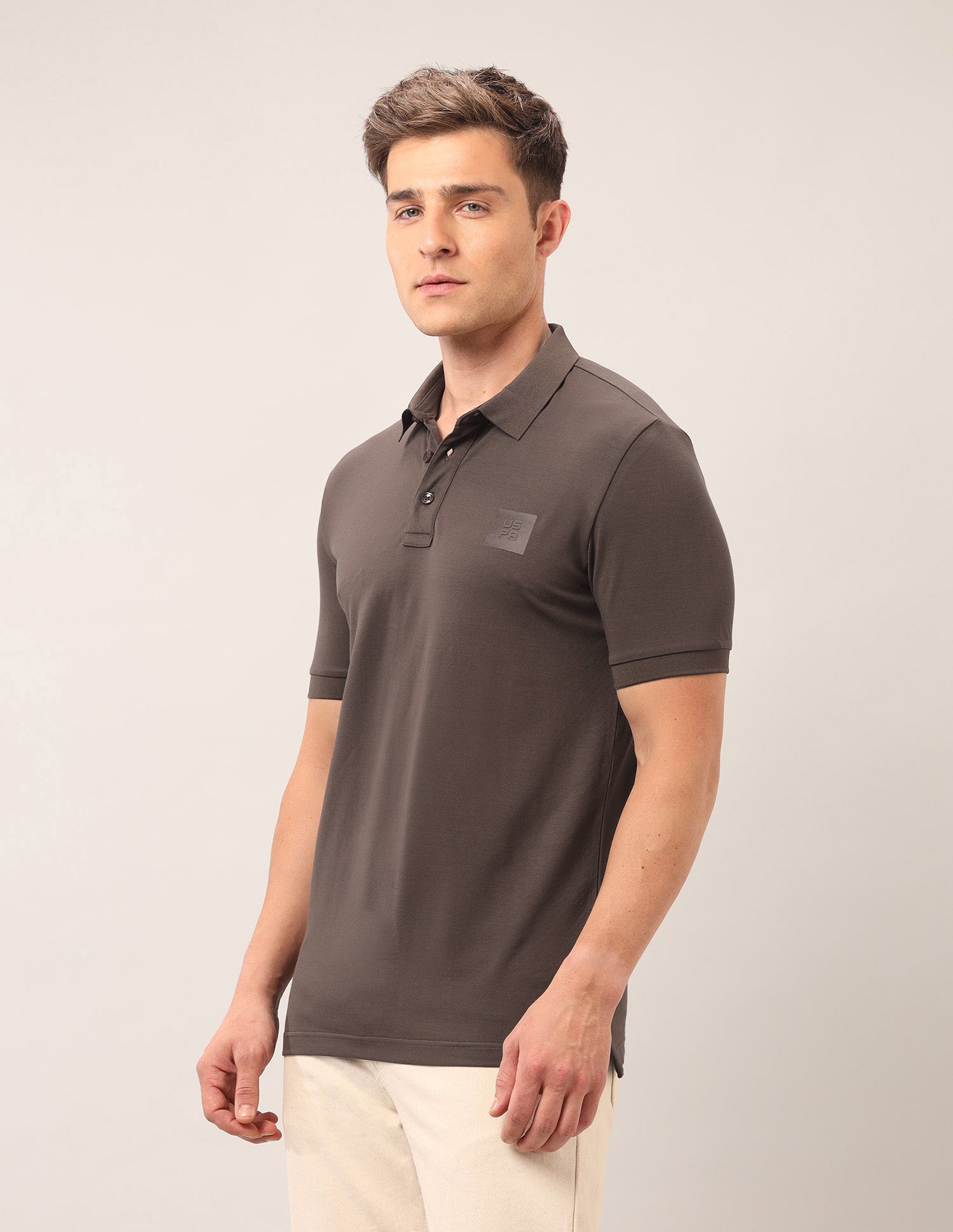 Solid Muscle Fit Polo Shirt Dark Brown - U.S. POLO ASSN. | Large