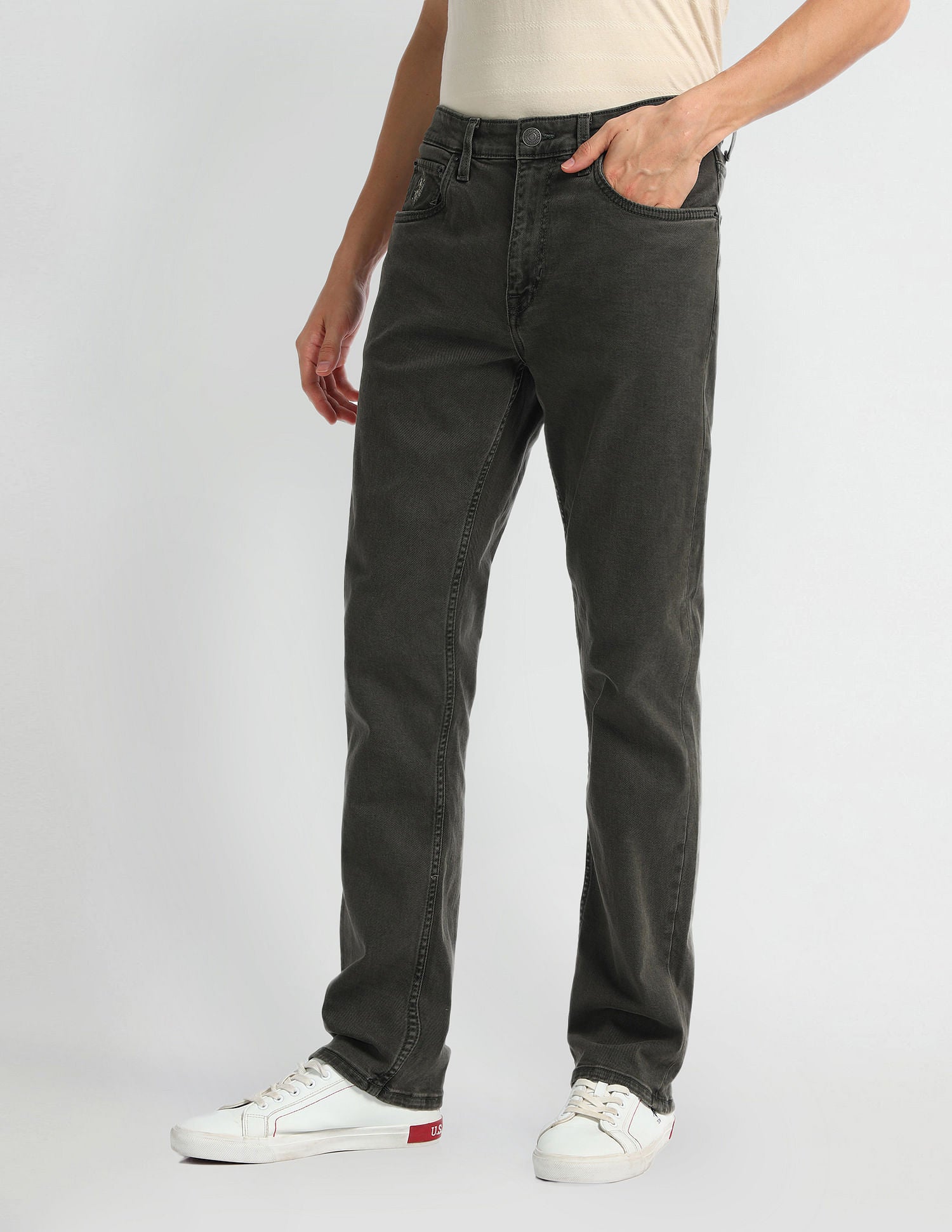 Harold Slim Straight Fit Green Jeans Green - U.S. Polo Assn. India | Large