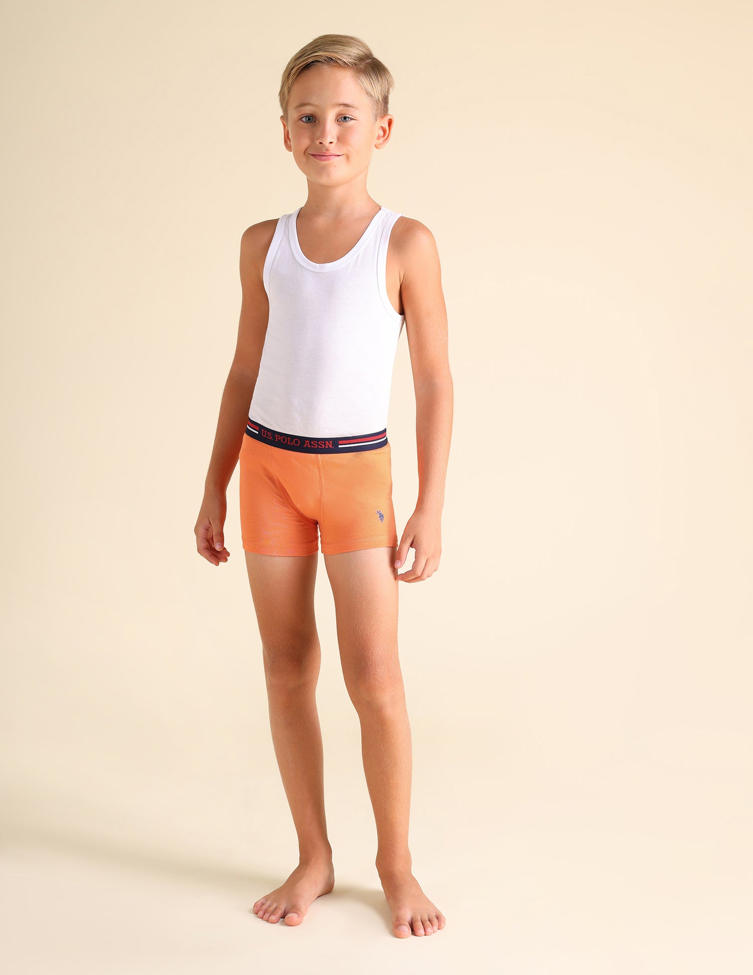 Mid Rise Cotton Spandex EKT02 Trunks - Pack Of 2 Orange - U.S. POLO ASSN. | Large