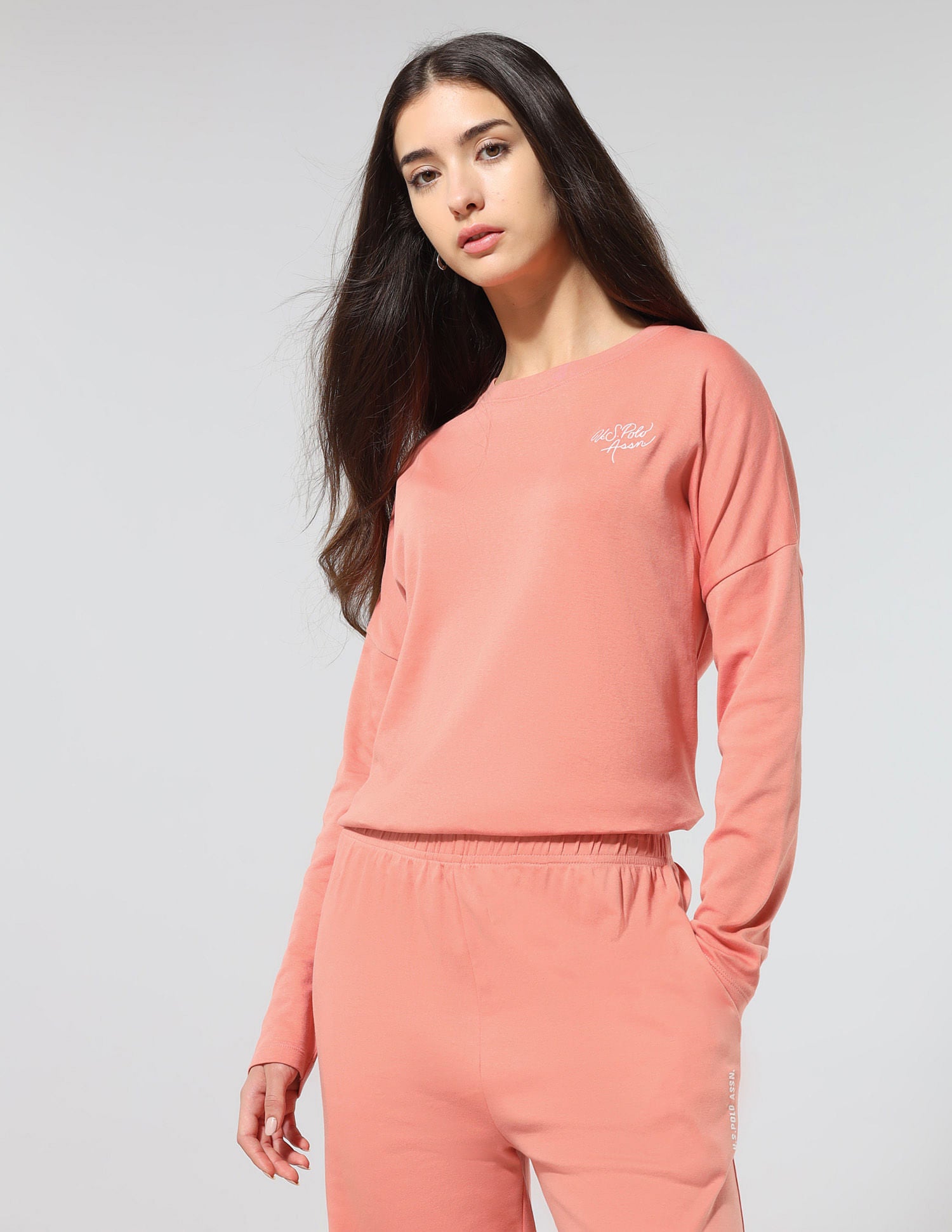 Boat Neck Relaxed Fit Lounge T-Shirt Light Pink - U.S. POLO ASSN. | Large