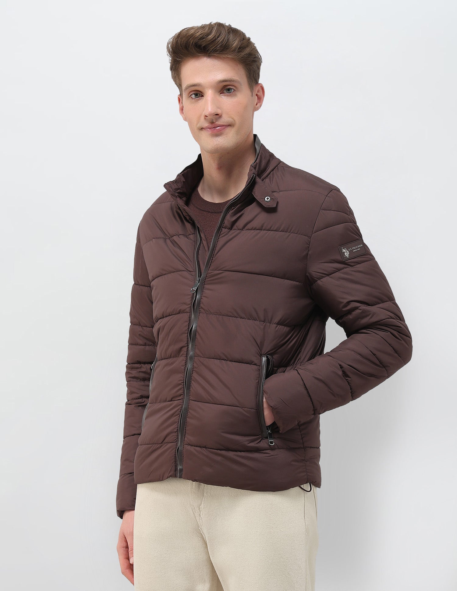 High Neck Puffer Jacket Choco - U.S. POLO ASSN. | Large