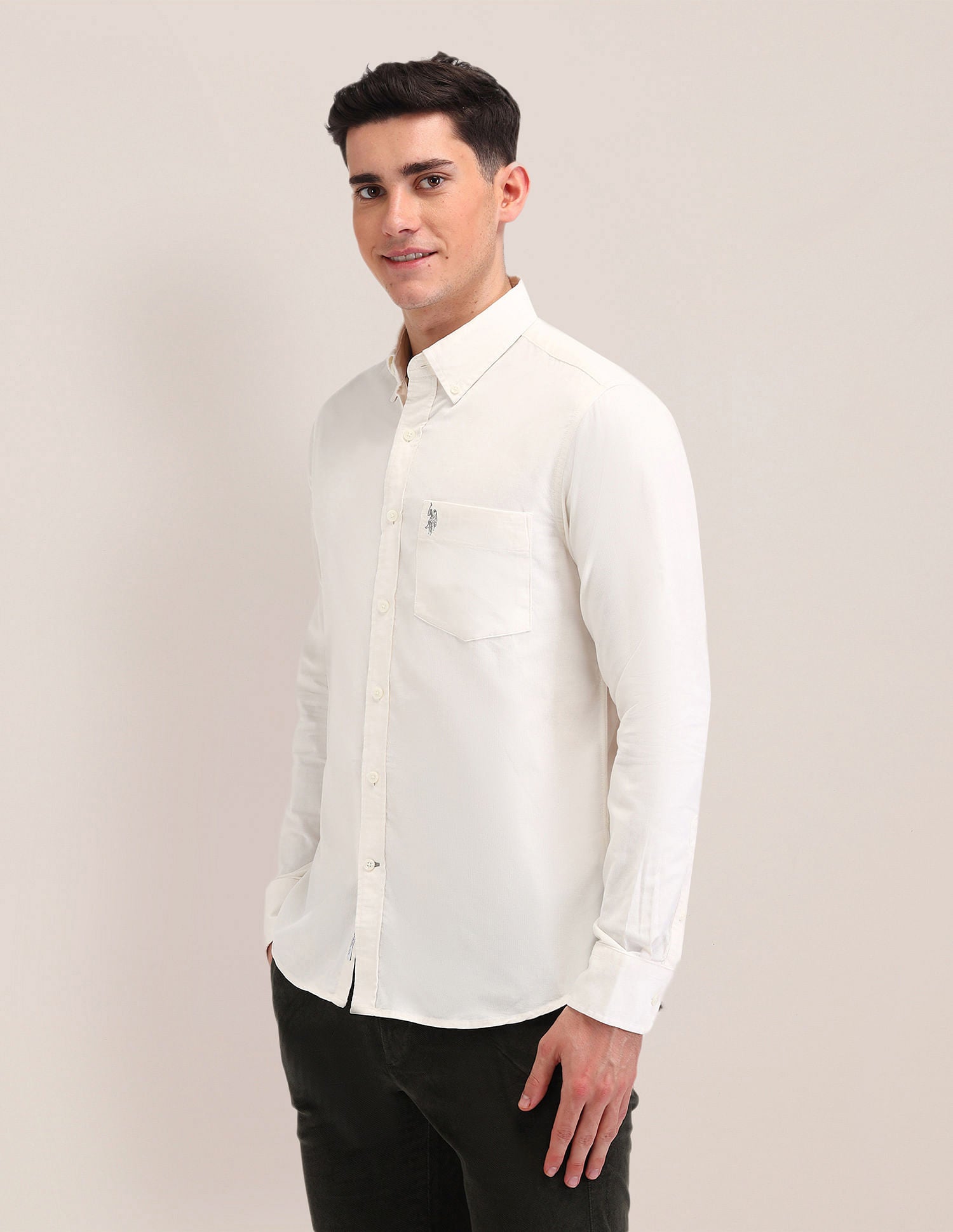 Tailored Fit Button Down Shirt White - U.S. Polo Assn. India | Large