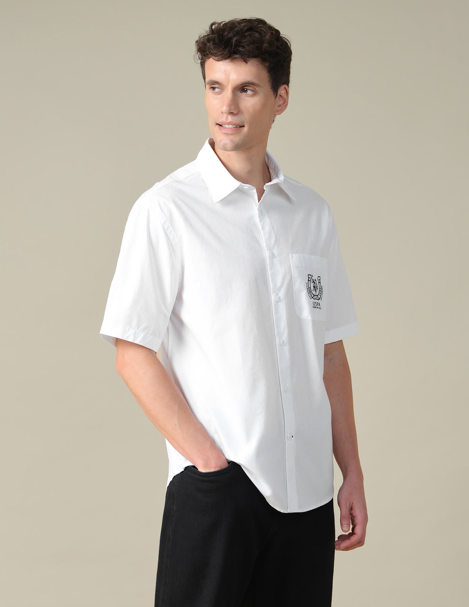 Brand Embroidered Regular Fit Shirt White - U.S. Polo Assn. India | Large