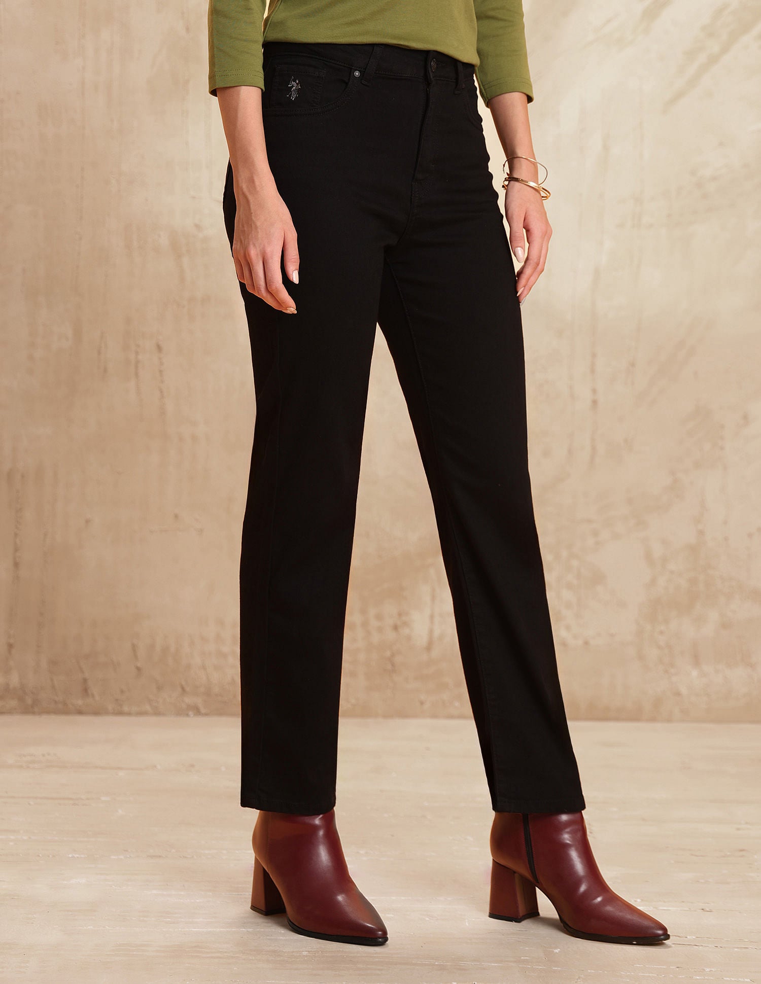 High Rise Straight Fit Jeans Jet Black - U.S. POLO ASSN. | Large