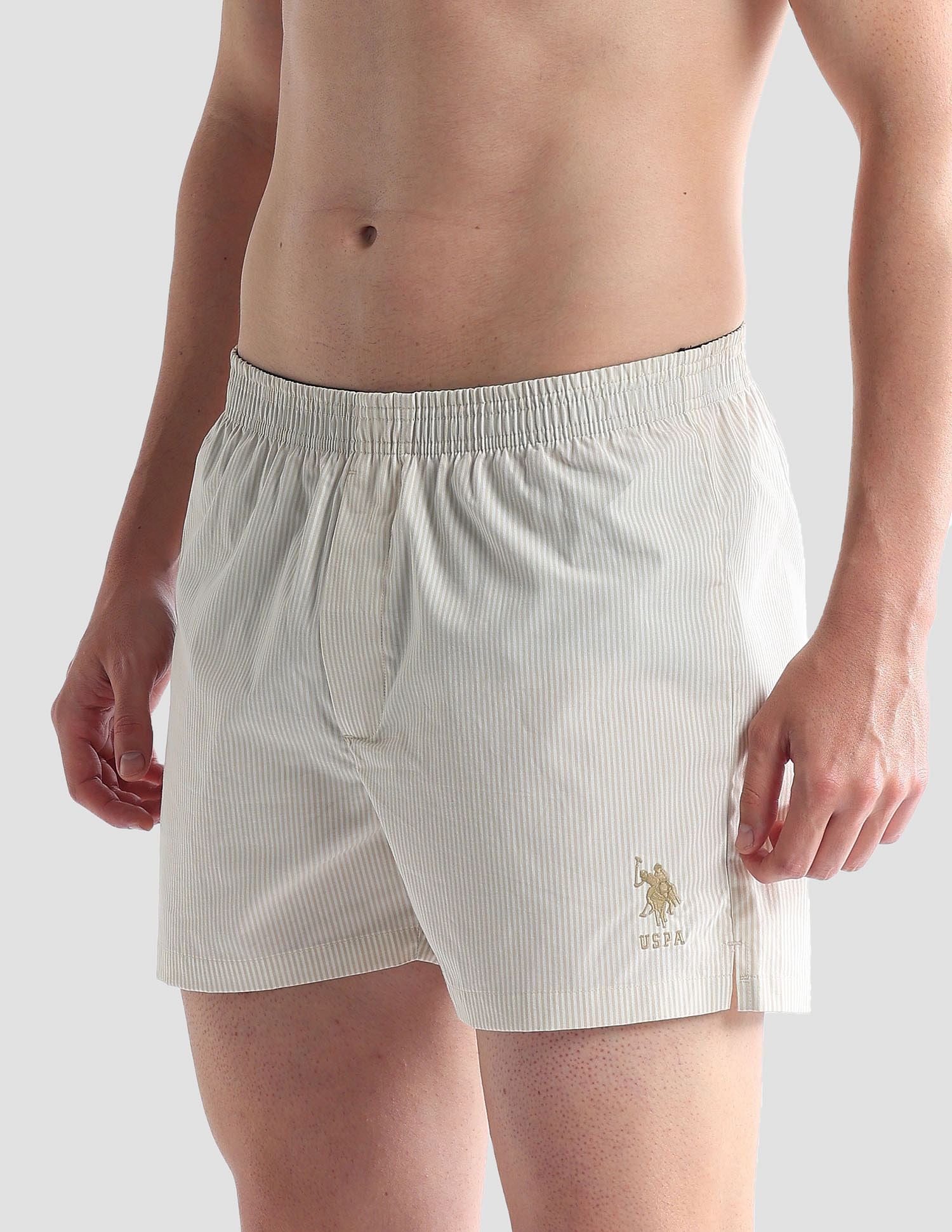 Pure Cotton EX004  Boxer Shorts - Pack of 1 Beige and White - U.S. POLO ASSN. | Large