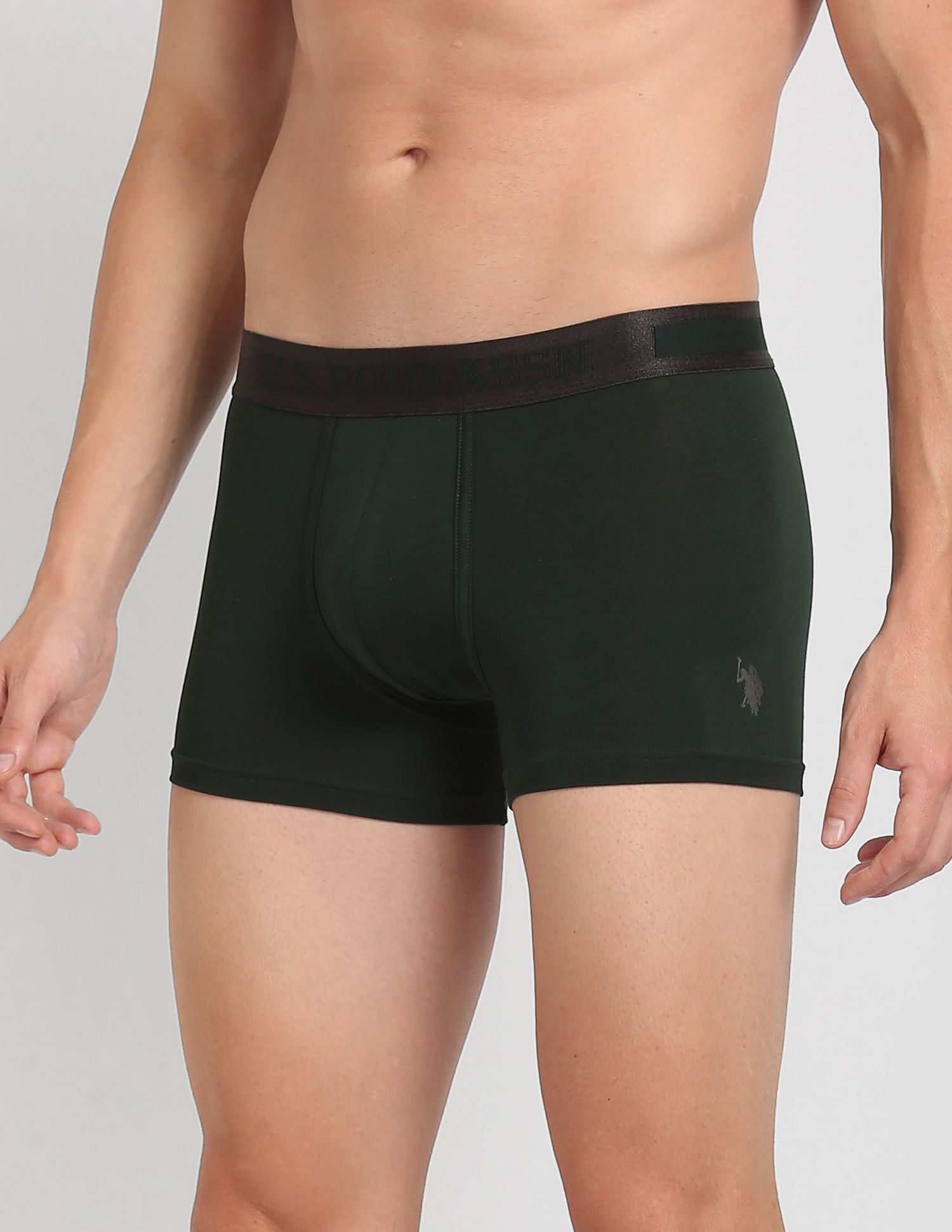 Mid Rise Solid PT001 Premium Trunks - Pack Of 1 Scarab - U.S. POLO ASSN. | Large