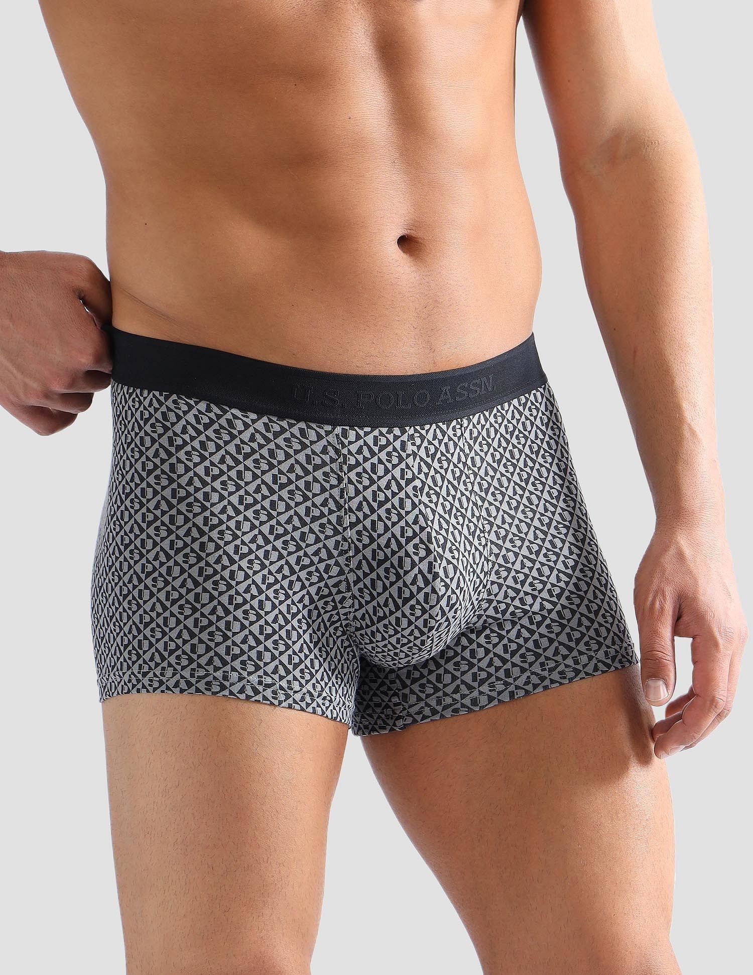 Anti Microbial Printed PT005 Trunks - Pack of 1 Black - U.S. POLO ASSN. | Large