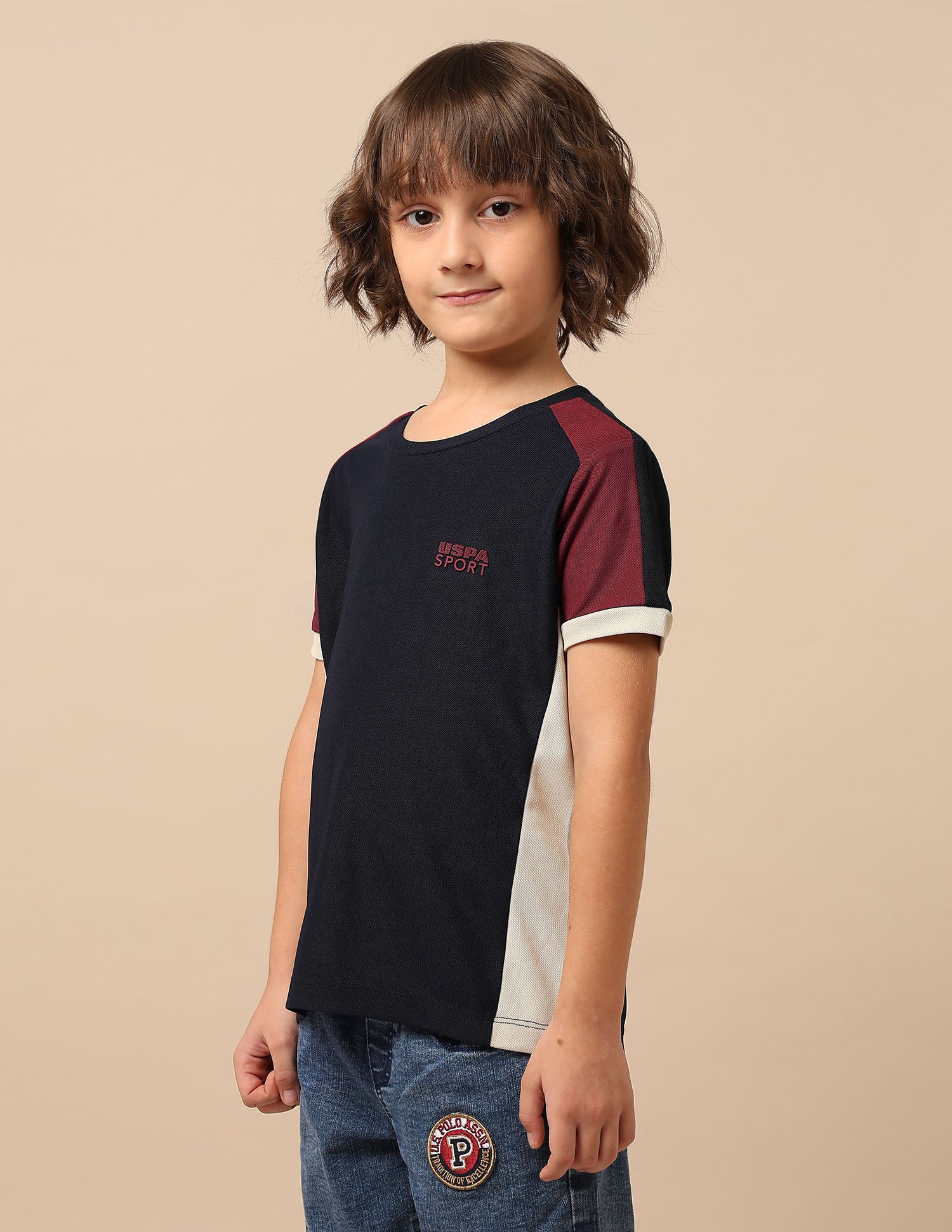 Boys Colourblocked Regular Fit T-Shirt Navy - U.S. POLO ASSN. | Large