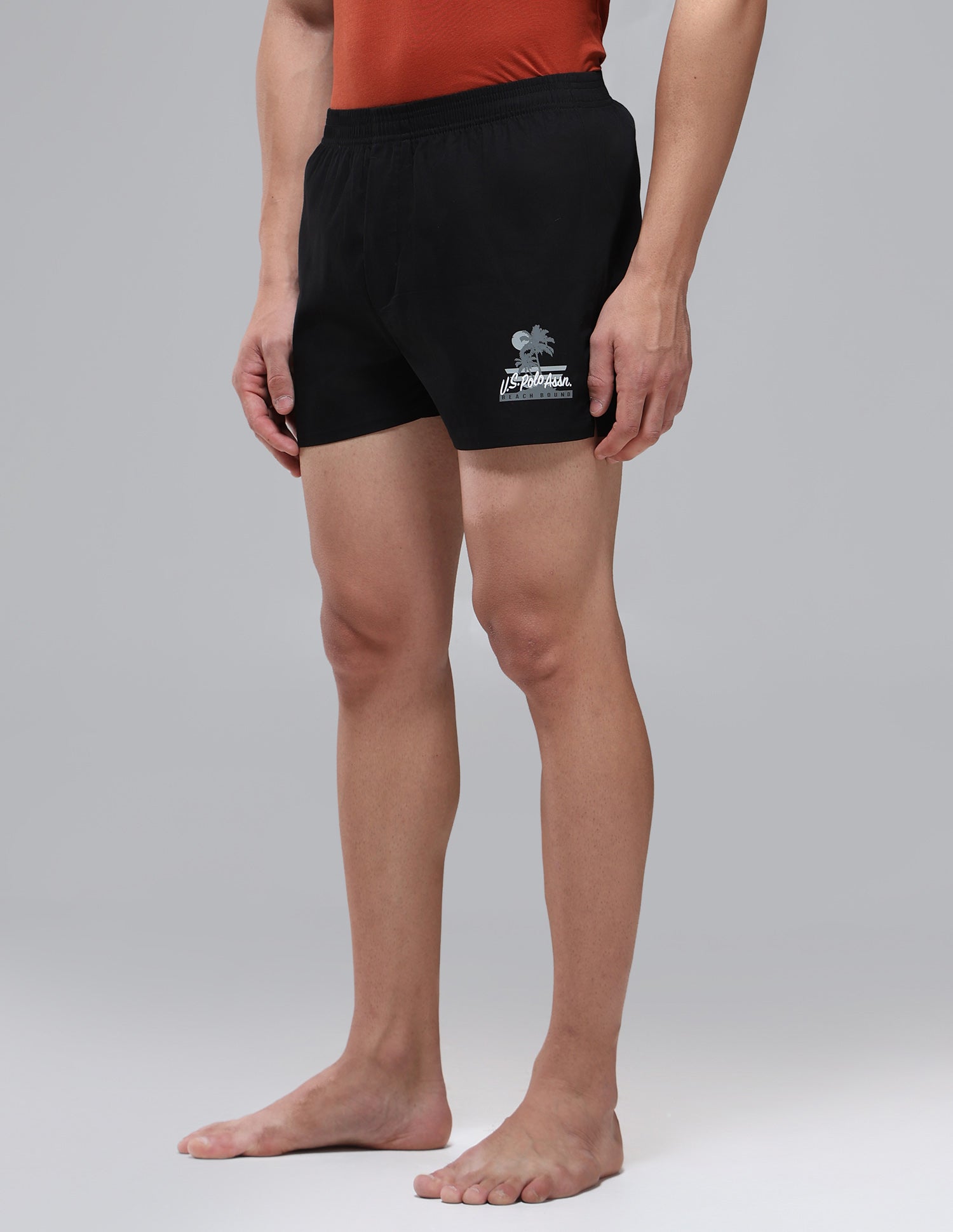 Pure Cotton Mid Rise OEX14 Boxers - Pack Of 1 Uspa Black - U.S. Polo Assn. India | Large