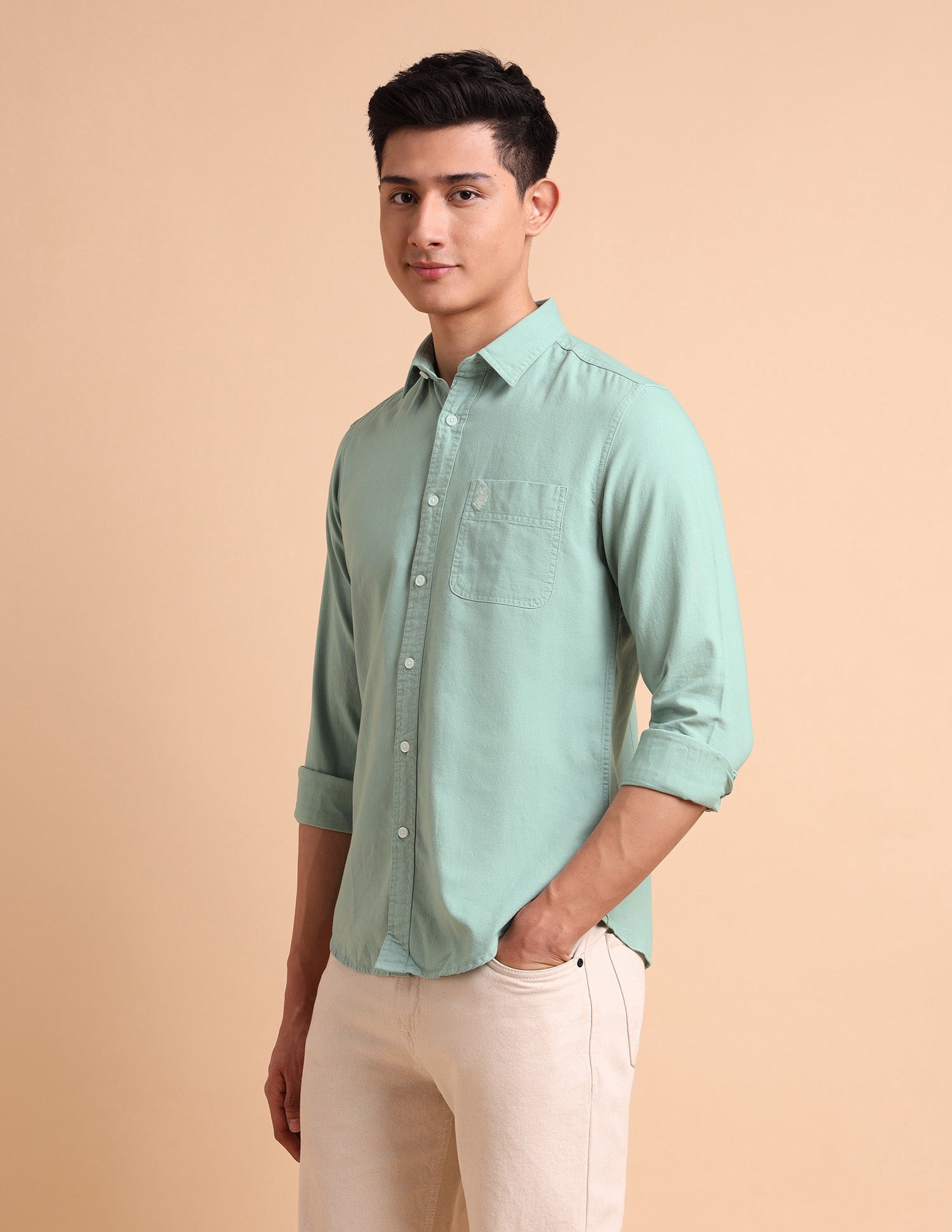 Garment Dyed Oxford Shirt Mint - U.S. POLO ASSN. | Large