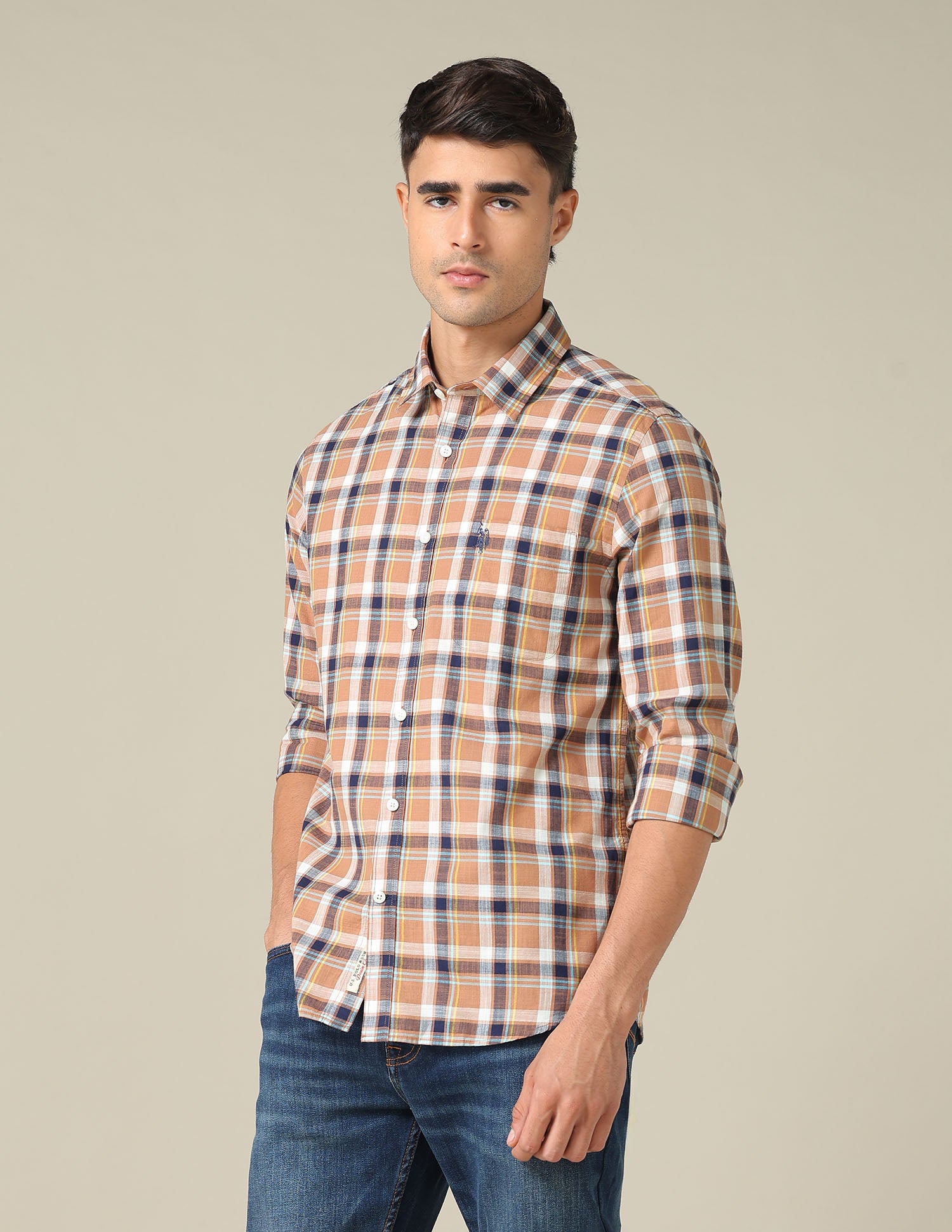 Regular Fit Plaid Checked Shirt Rust - U.S. POLO ASSN. | Large