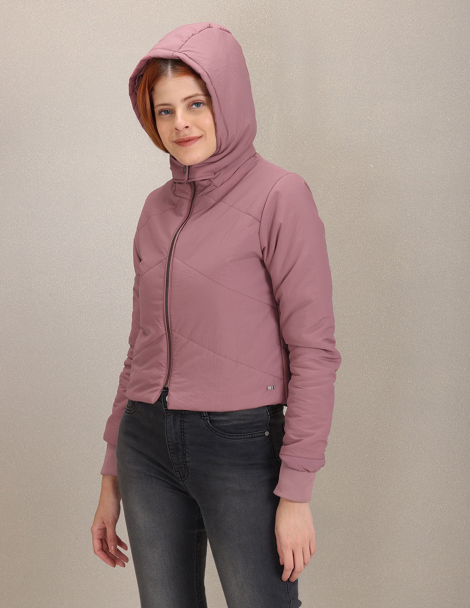 Detachable Hood Solid Cropped Jacket Dusty Pink - U.S. POLO ASSN. | Large