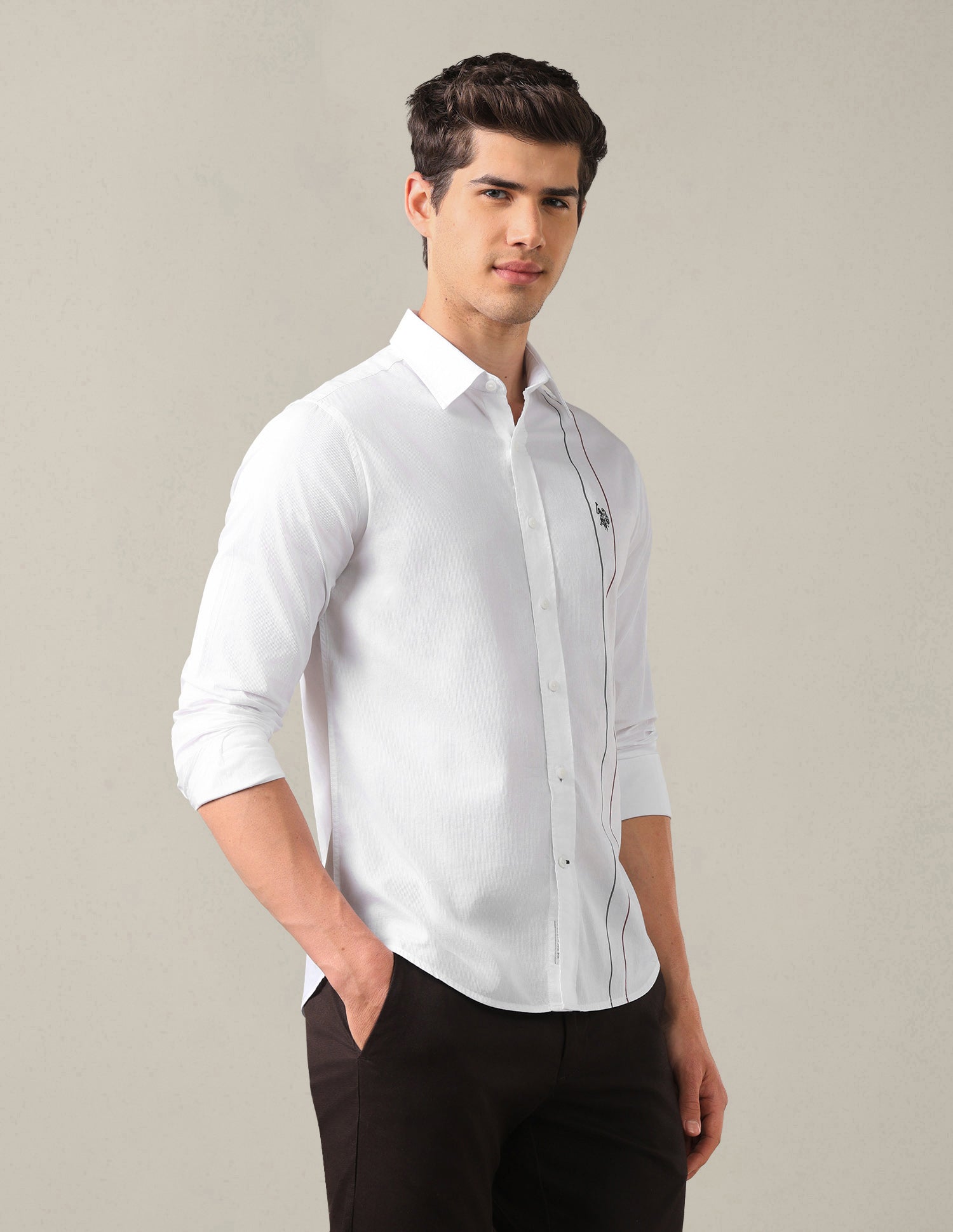 Dobby Tailored Fit Shirt White - U.S. Polo Assn. India | Large