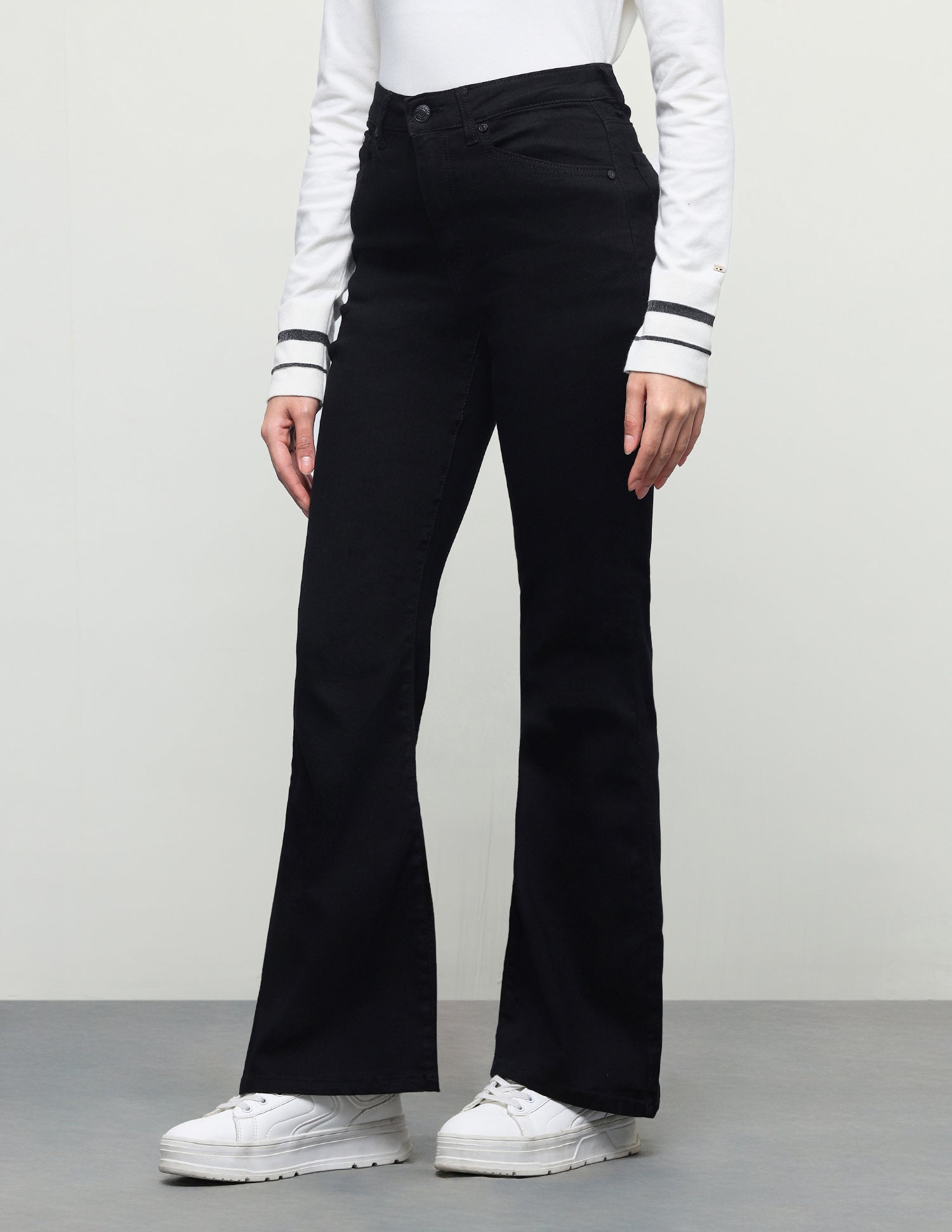 Flared Fit Black Jeans Rinse Black - U.S. Polo Assn. India | Large