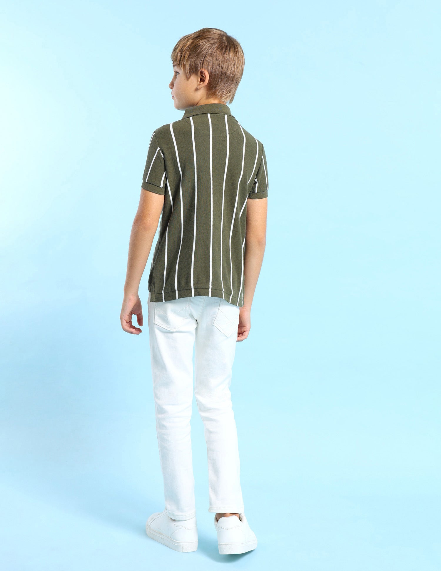 Boys Regular Fit Vertical Striped Polo Shirt Olive - U.S. POLO ASSN. | Large