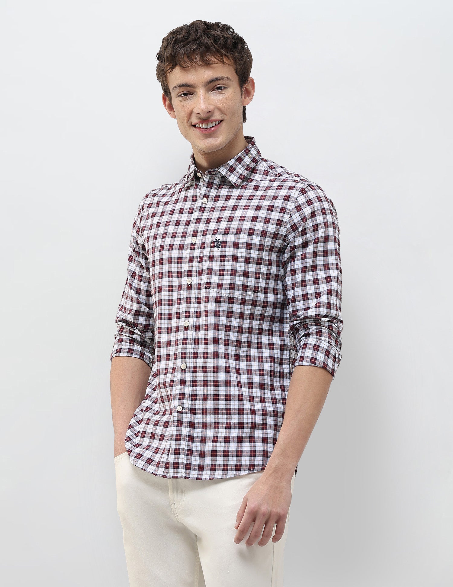 Plaid Checked Regular Fit Shirt Rust - U.S. Polo Assn. India | Large